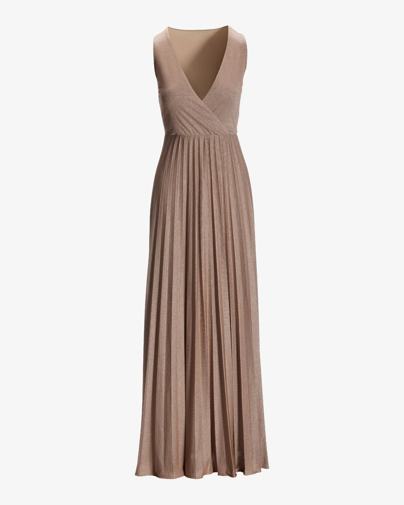 Shimmer Knit Pleated Maxi Dress Tan - Mycitystee