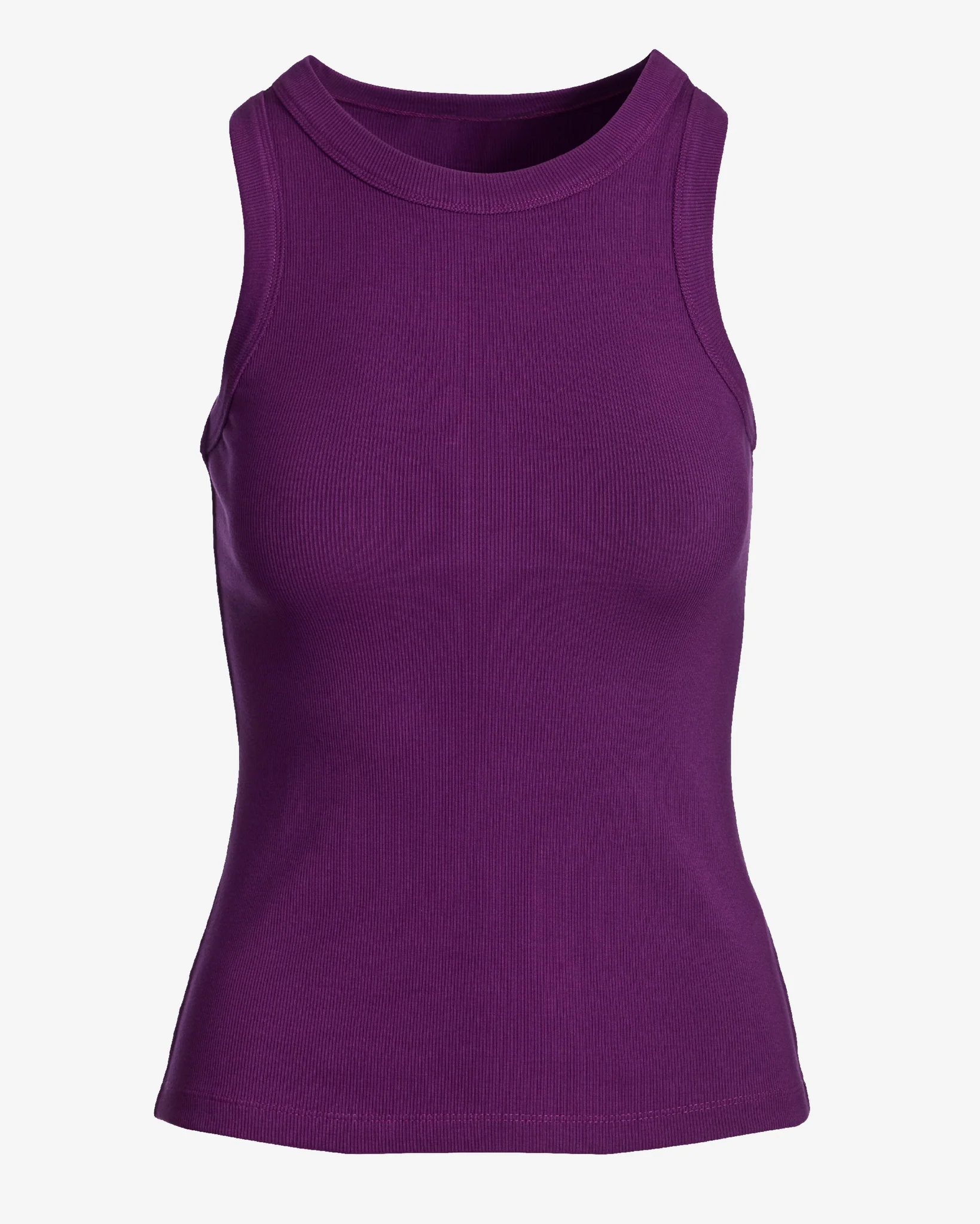 So Essential Ribbed High Neck Top Grape Juice - Mycitystee