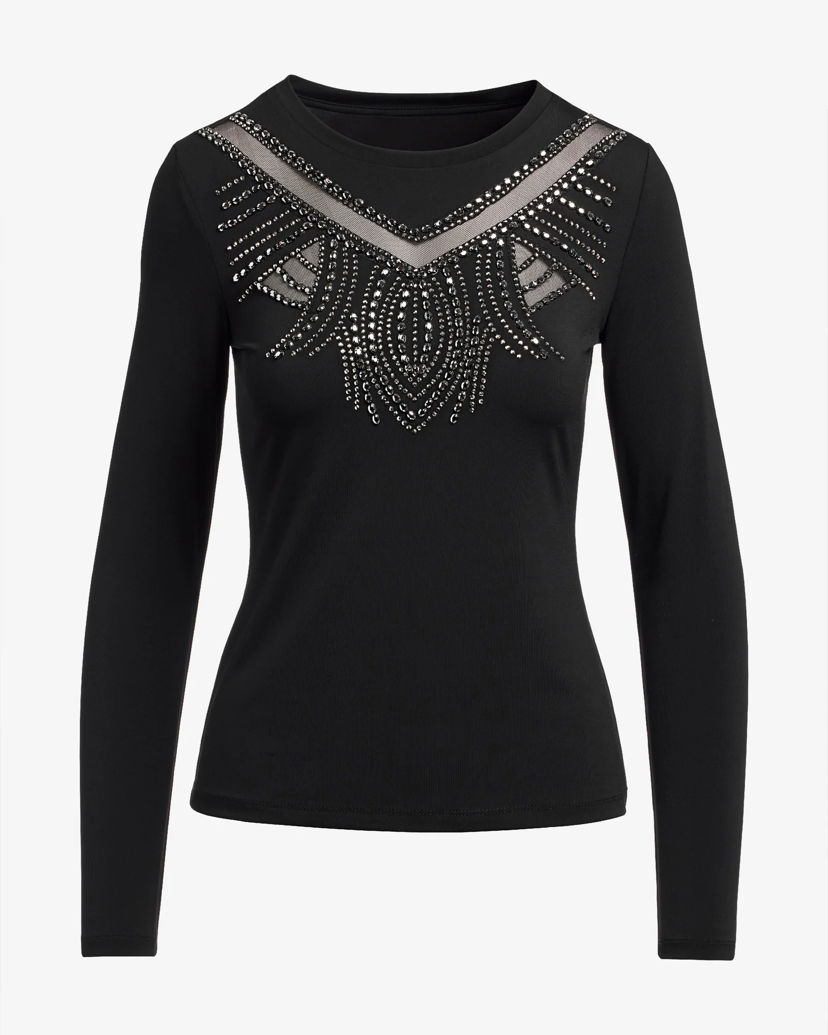 Embellished Long Sleeve Top Proper Black - Mycitystee
