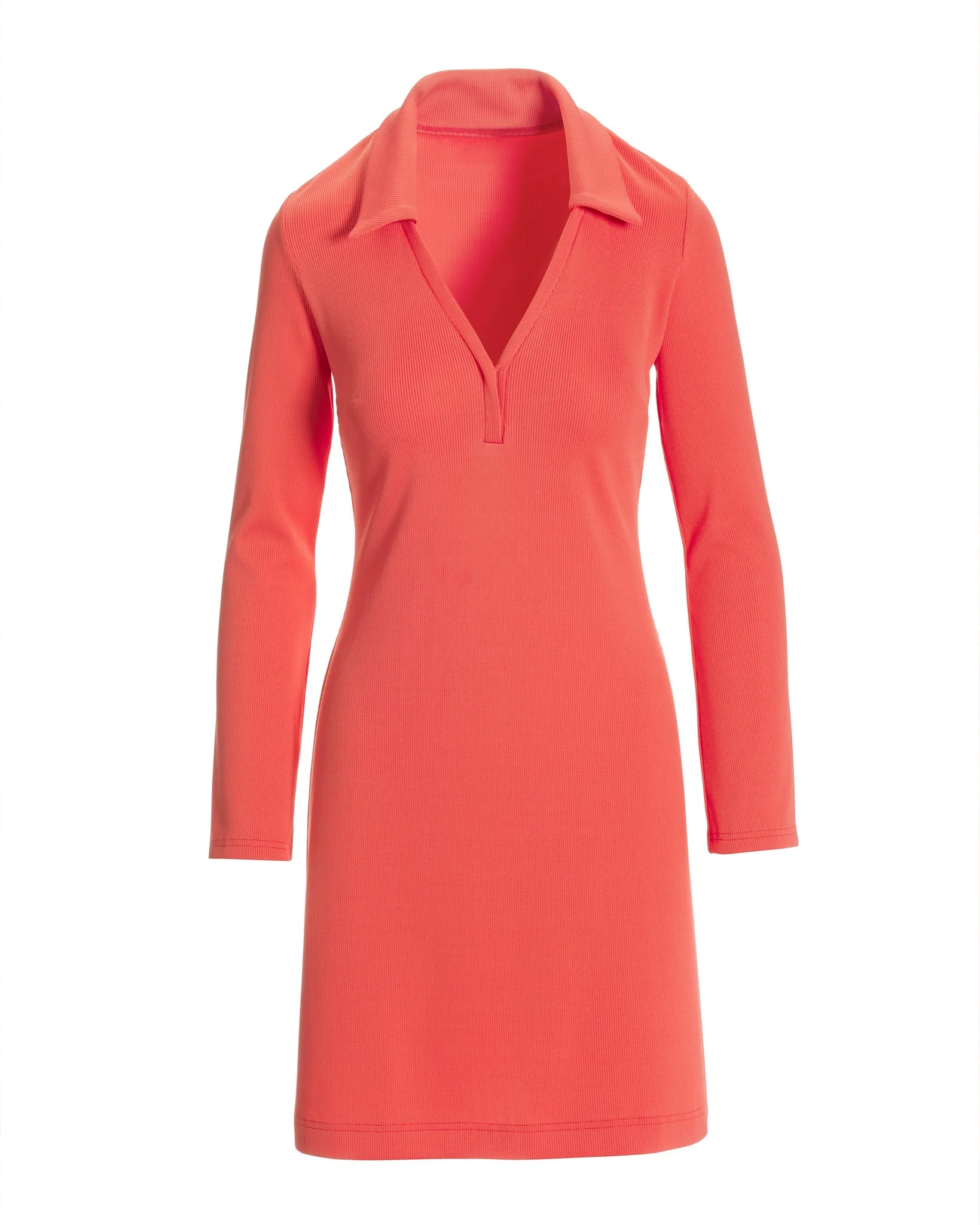 Collared v-neck long sleeve rib knit dress Dubarry - Mycitystee