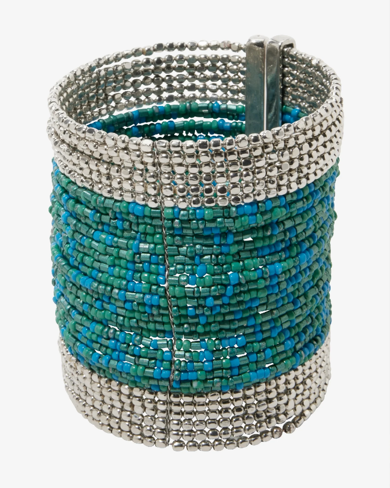 Beaded Turquoise Cuff Silver/Turquoise - Mycitystee