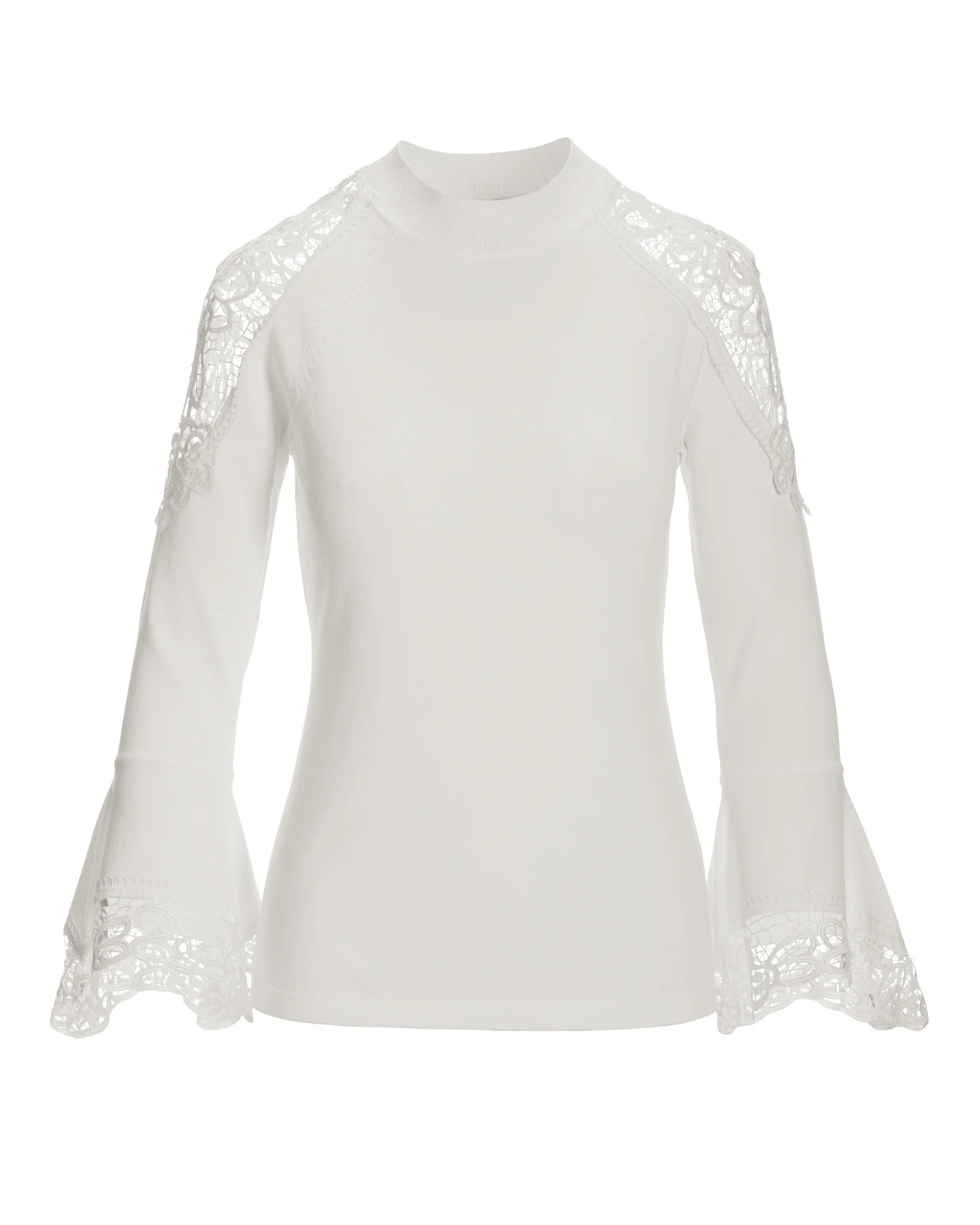 Lace Inset Flare Sleeve Off White - Mycitystee