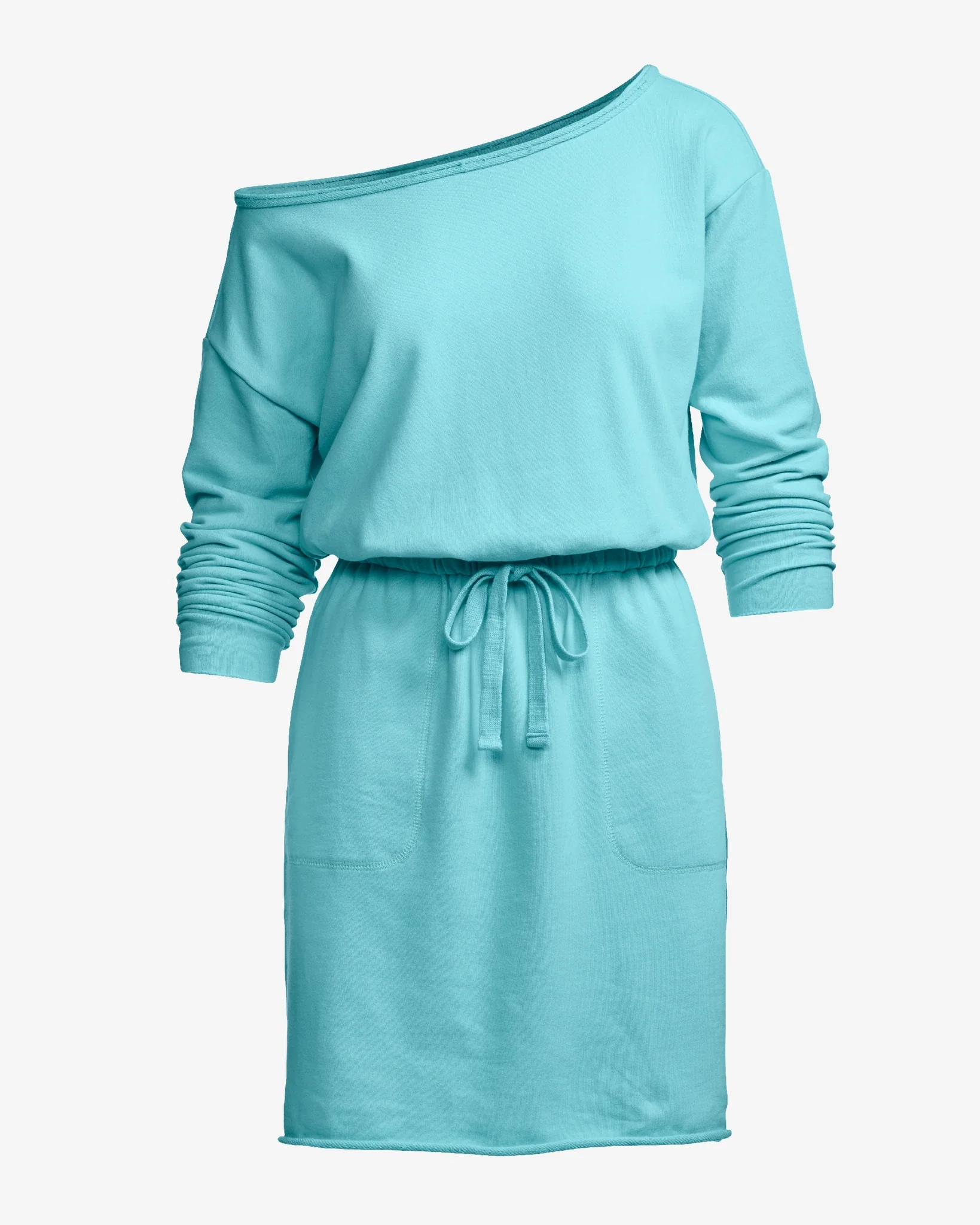 Cotton Comfort Slouchy Drawstring Sport Dress Aqua Splash - Mycitystee