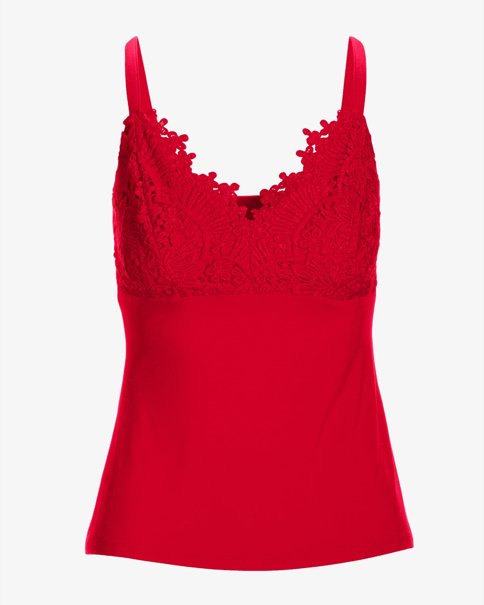 Lace Trim Cami Knit Top True Red - Mycitystee