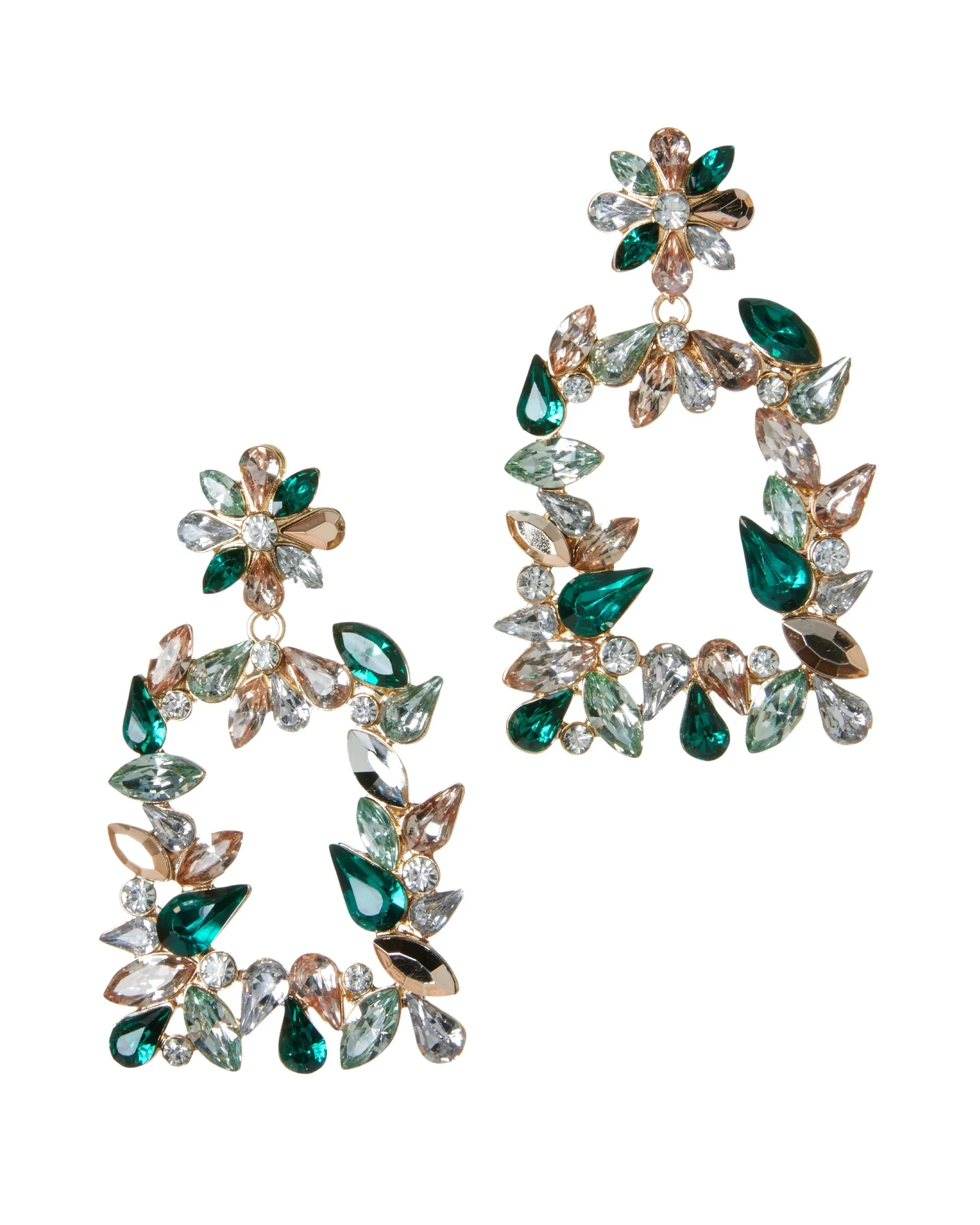Emerald and Crystal Statement Earring Gold - Mycitystee