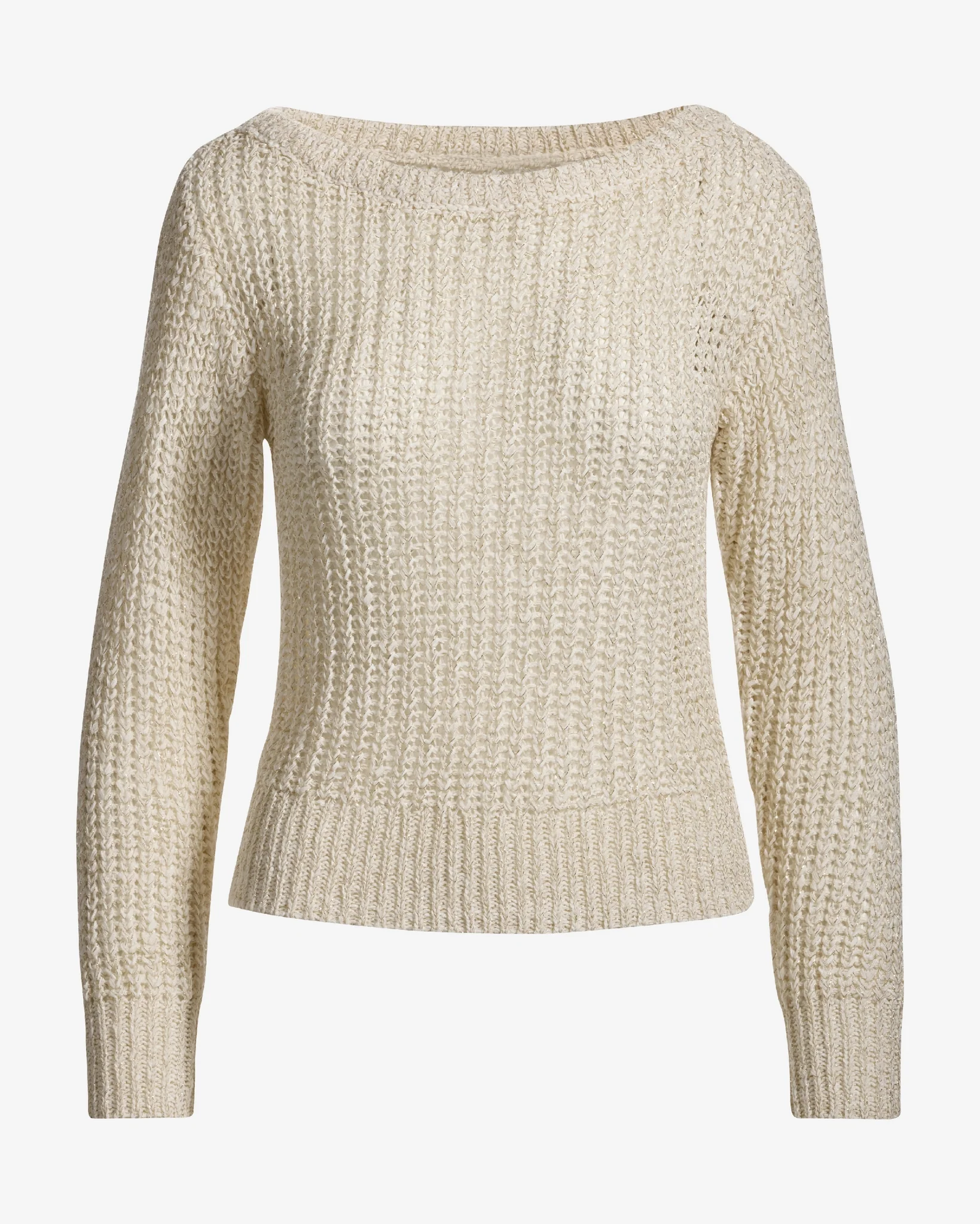 Metallic Loose Knit Sweater Off White - Mycitystee