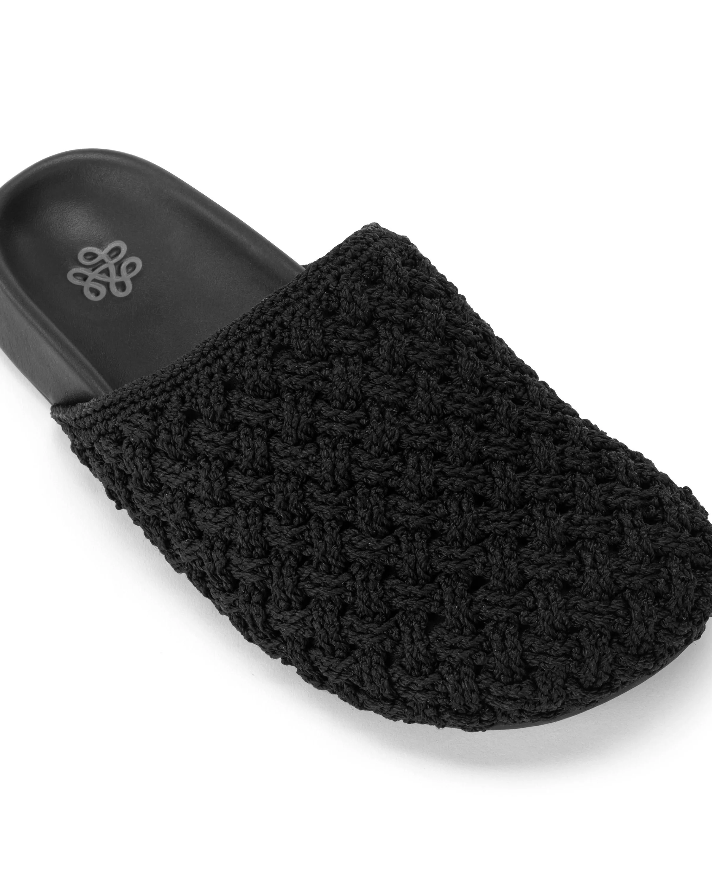 Bolinas Clog - Hand Crochet - Black Cozy Weave - Mycitystee