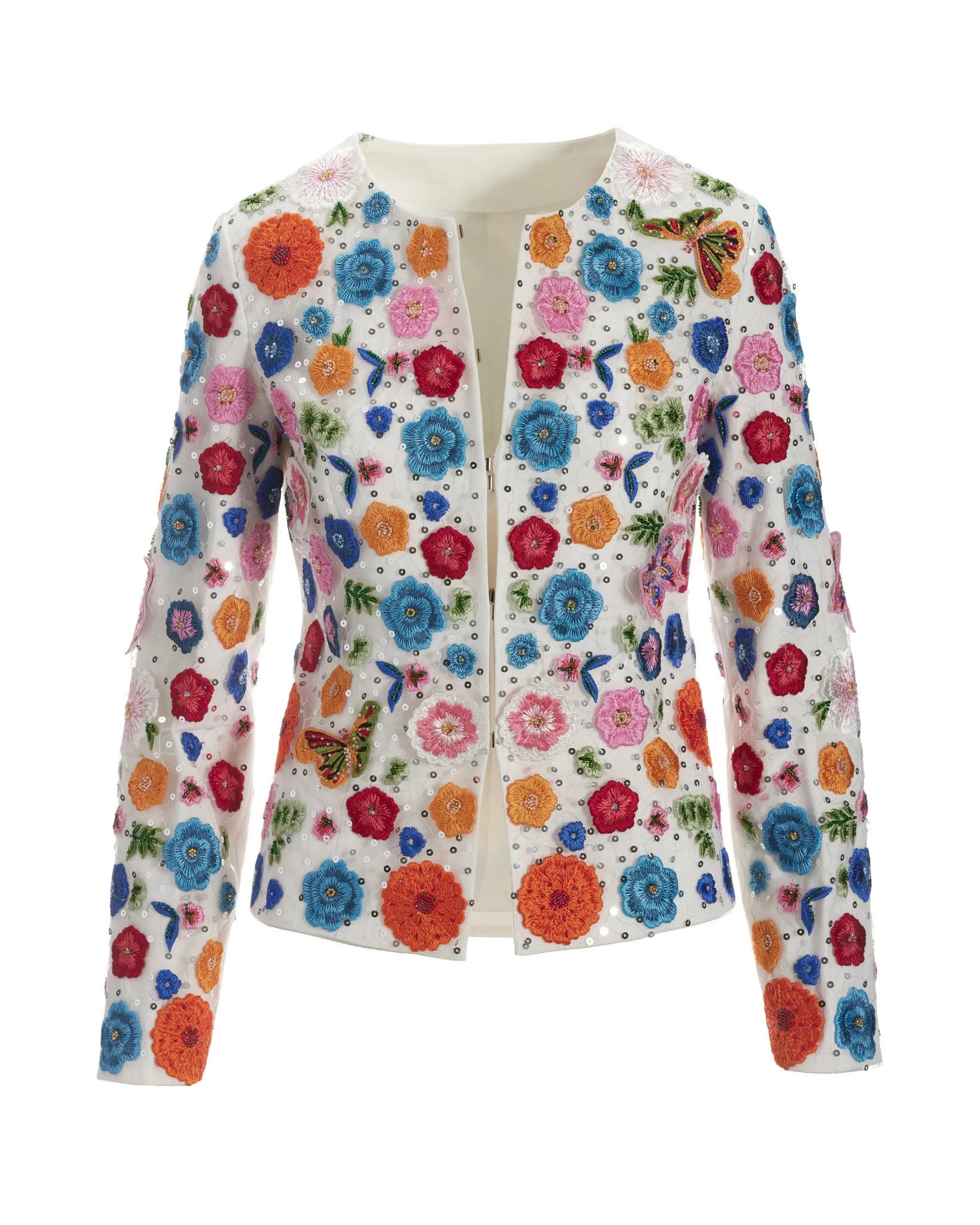 Embroidered Floral Butterfly Jacket Multi - Mycitystee