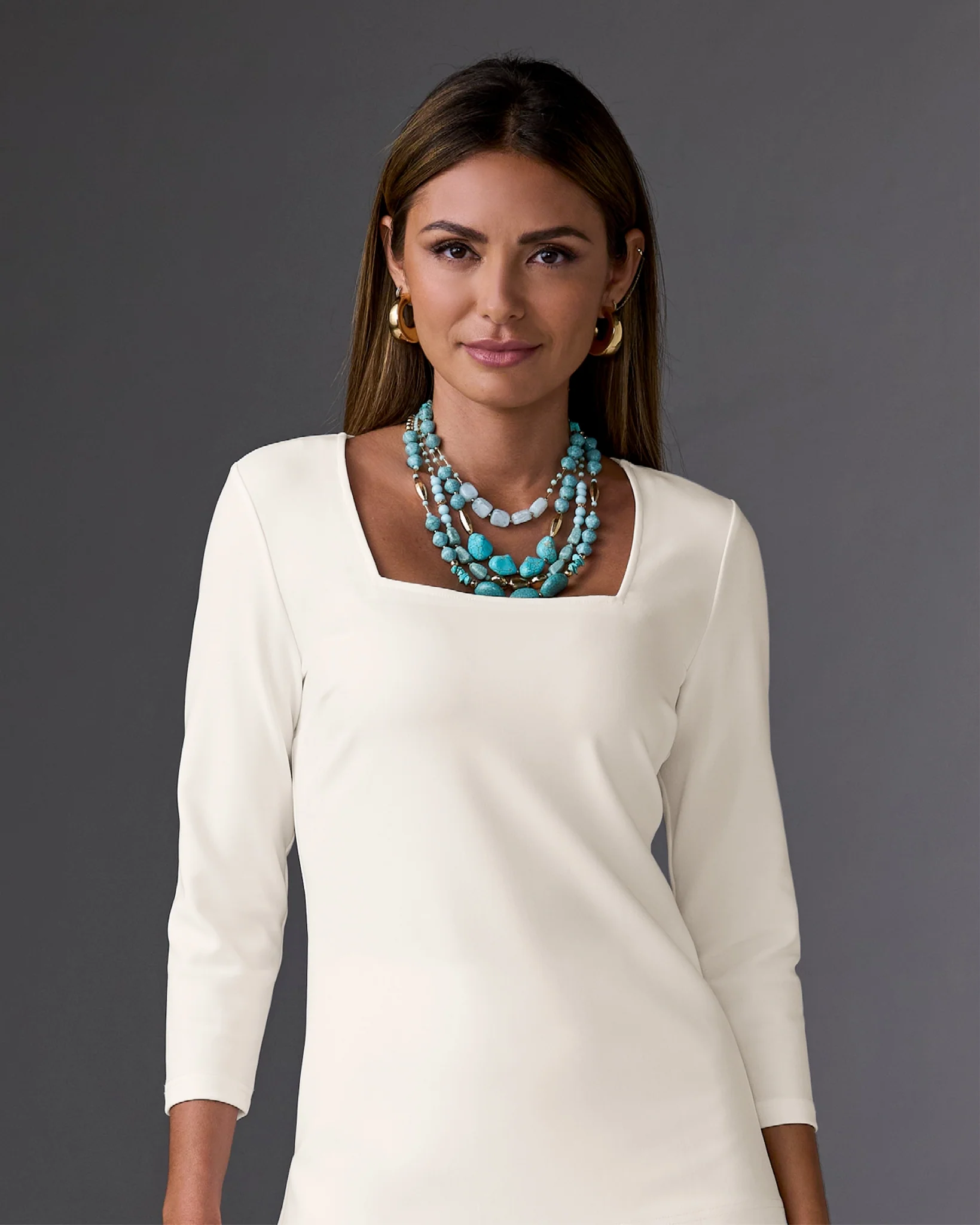 Turquoise and Gold Bead Layered Necklace Turquoise/Gold - Mycitystee