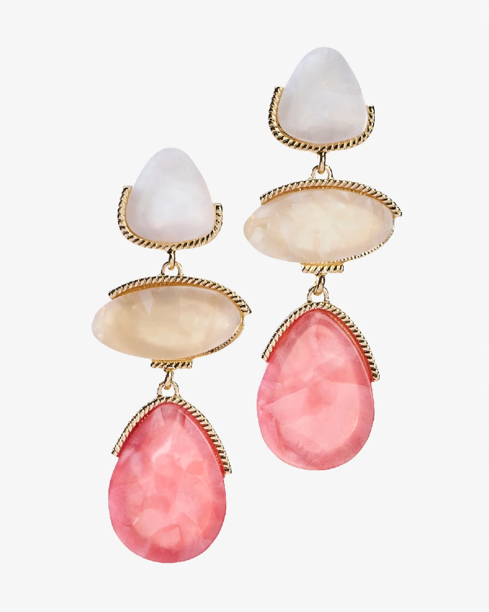 Acrylic Three Stone Earring Pink - Mycitystee