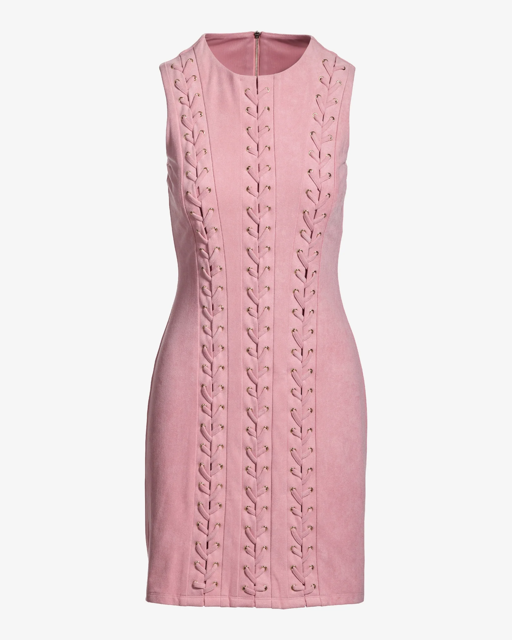 Faux Suede Lace Up Grommet Sheath Dress Blush - Mycitystee