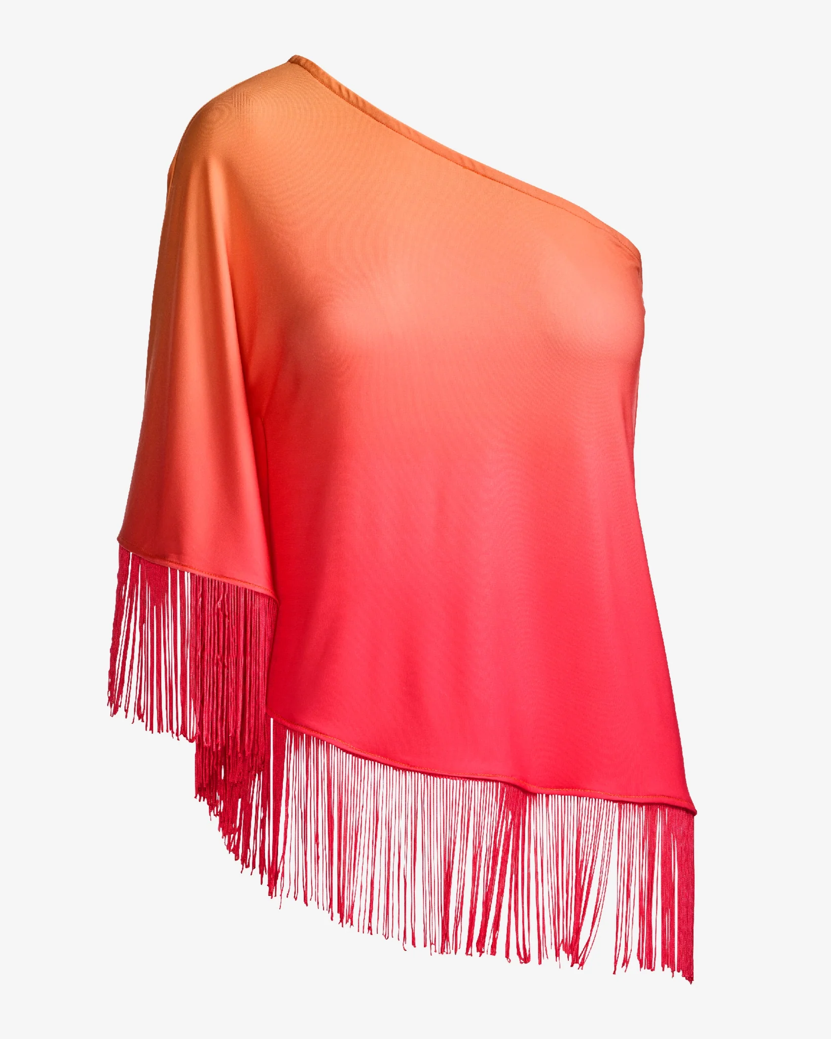 So Chic One Shoulder Ombre Fringe Top Pink Multi - Mycitystee