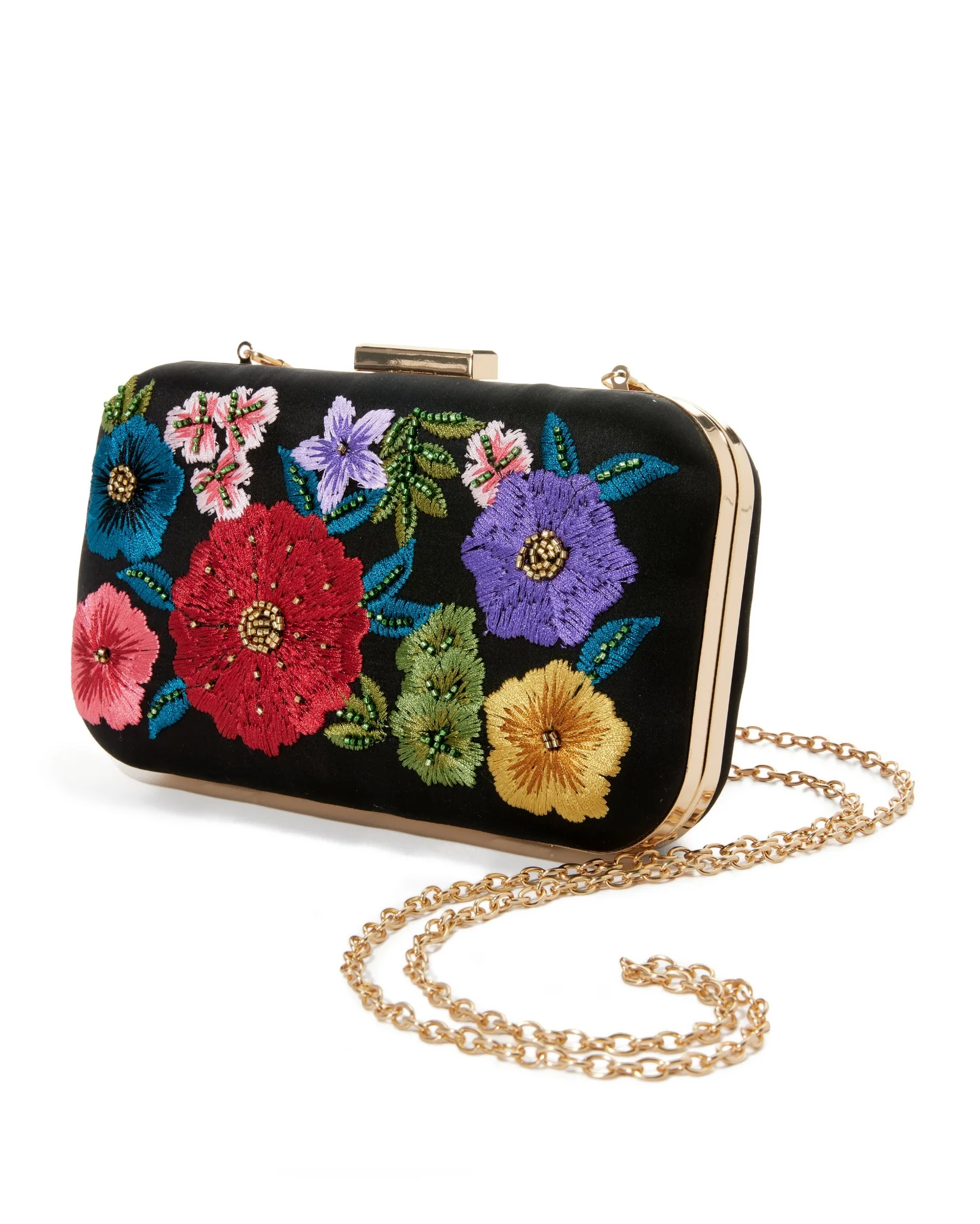 Embroidered Beaded Clutch Black Multi - Mycitystee