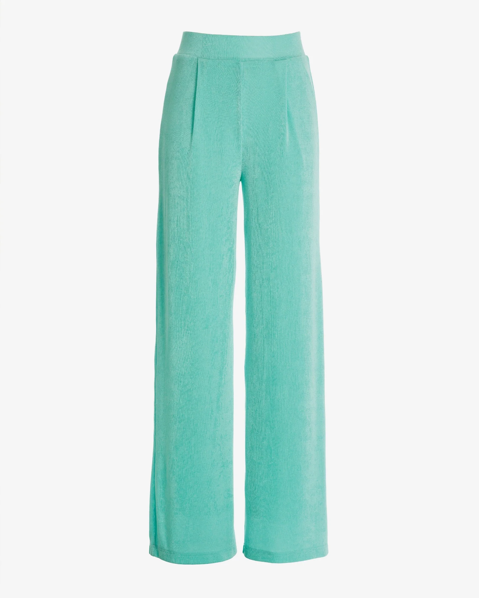 Malibu Slinky Knit Pleated Wide Leg Pant Turquoise - Mycitystee