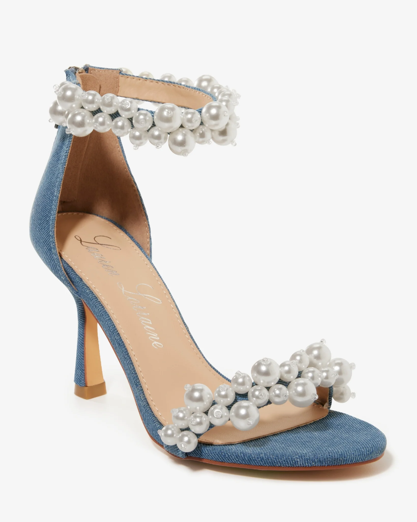 Pearl Ankle Strap Denim Heel Denim - Mycitystee