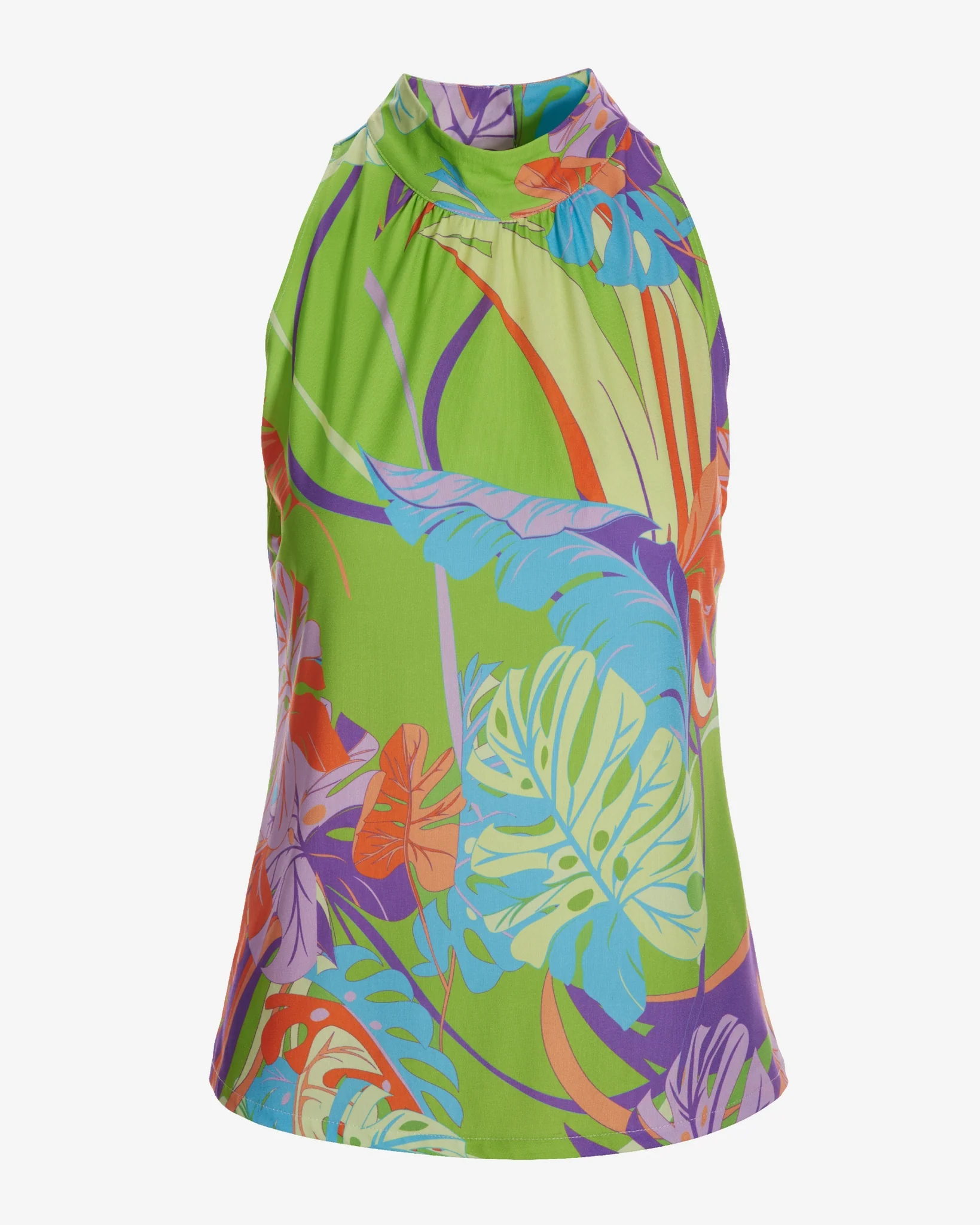 So Chic Cabo Leaves Mock Neck Top Green - Mycitystee