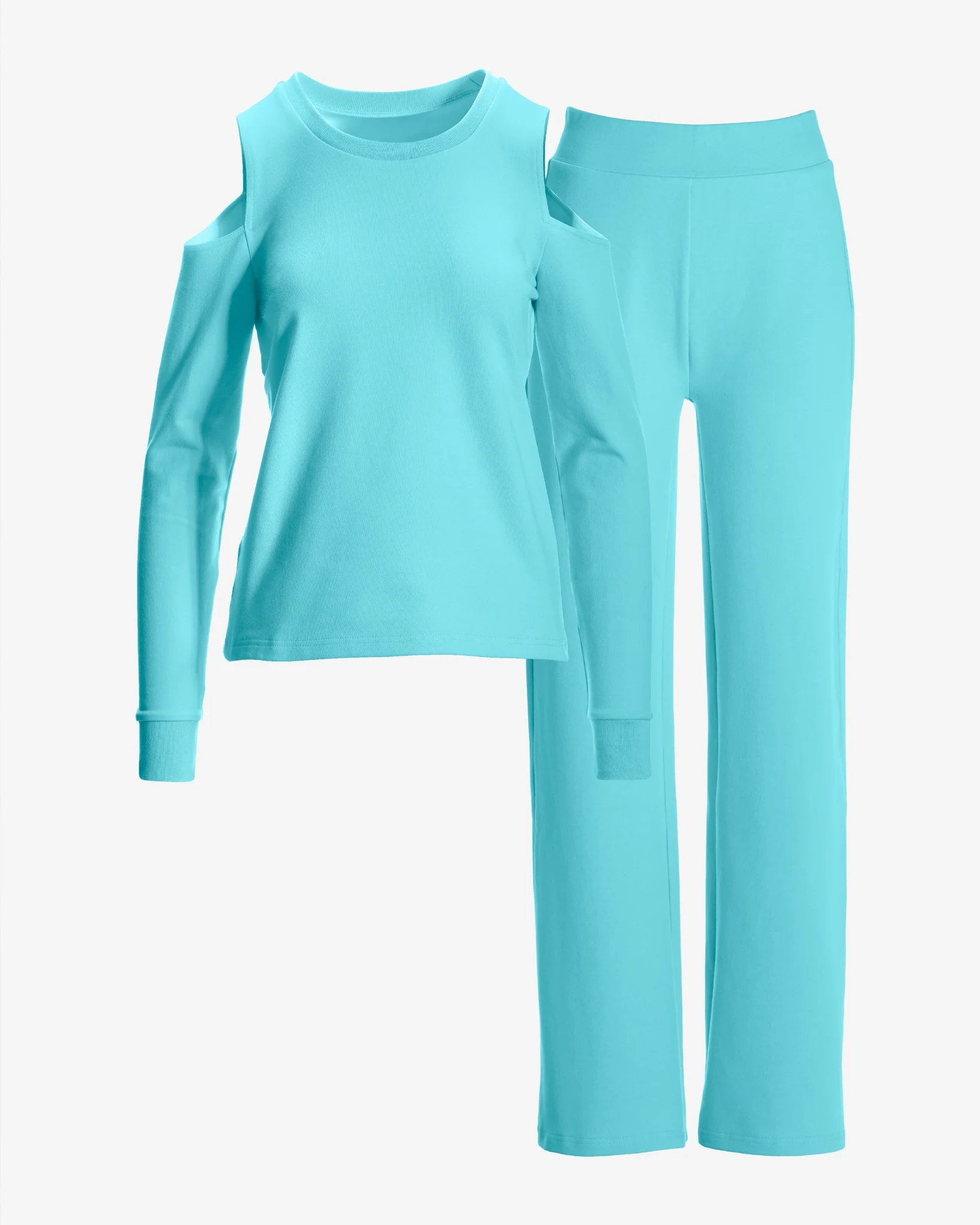 Cold Shoulder Lounge Set Blue Topaz - Mycitystee