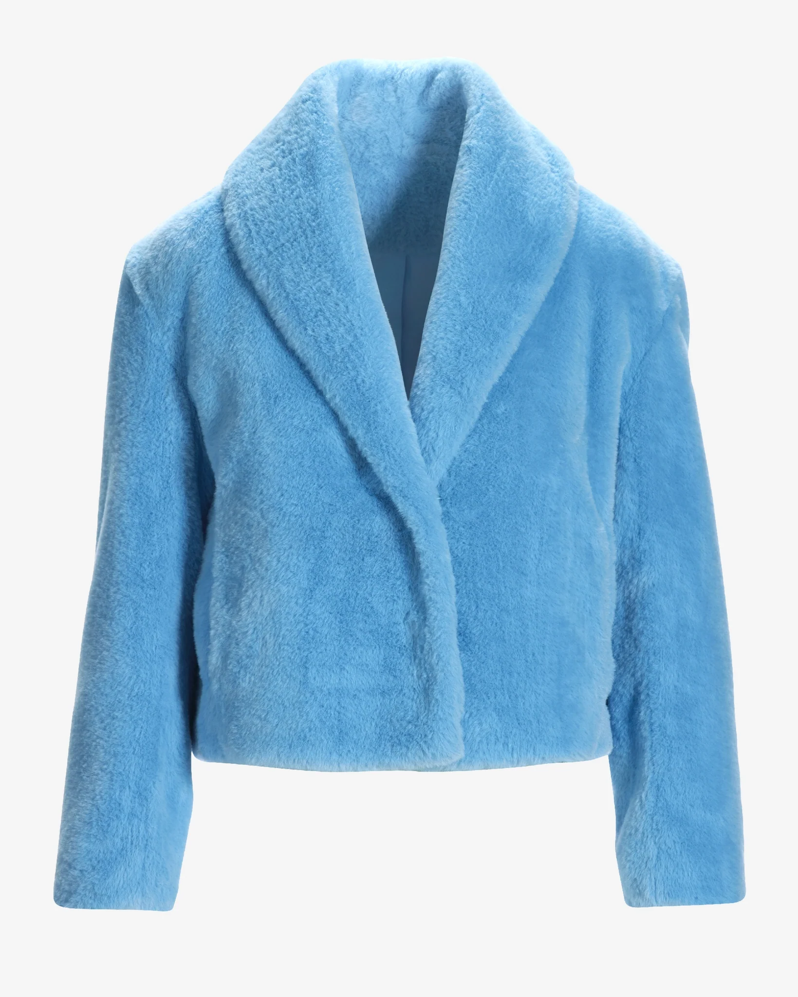 Shawl Collar Versatile Faux Fur Chubby Light Blue - Mycitystee