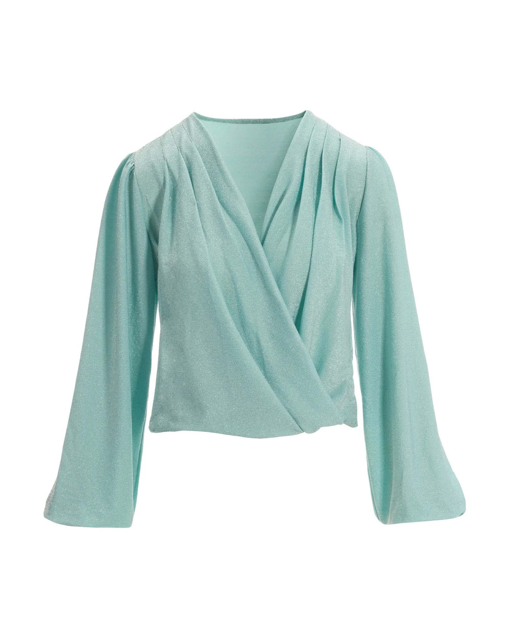 Metallic Surplice Knit Top Light Aqua - Mycitystee