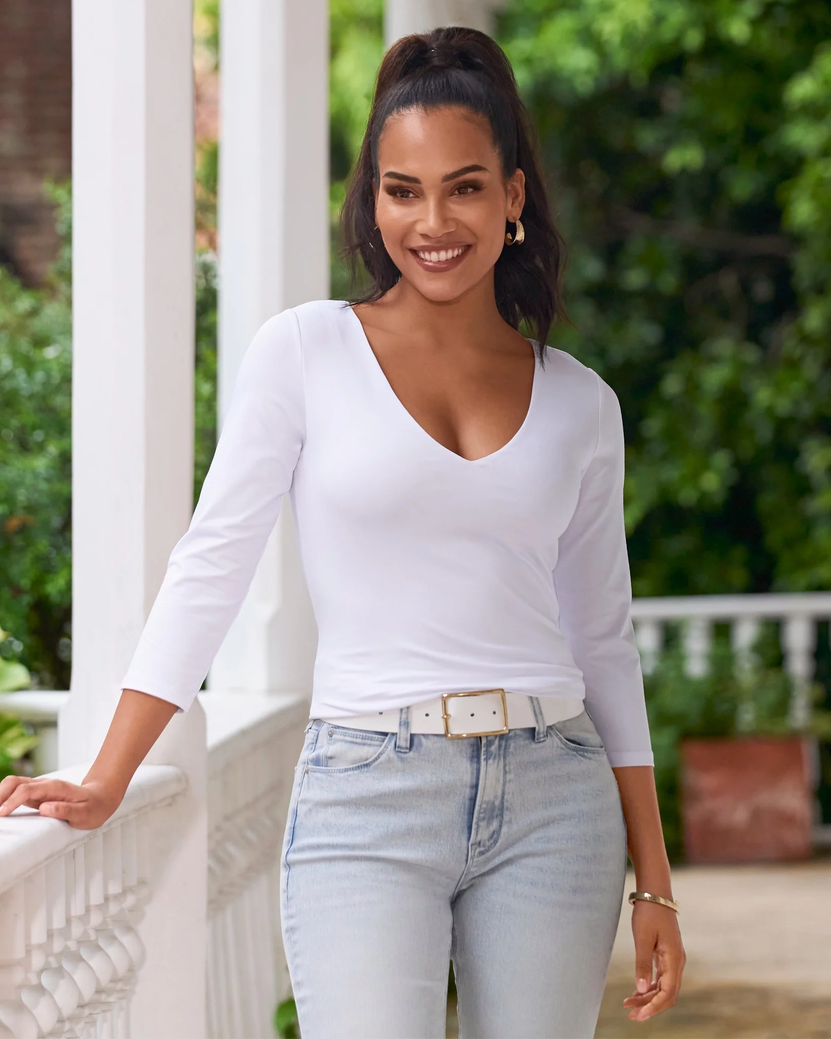 So Modern Three Quarter Sleeve Top White - Mycitystee