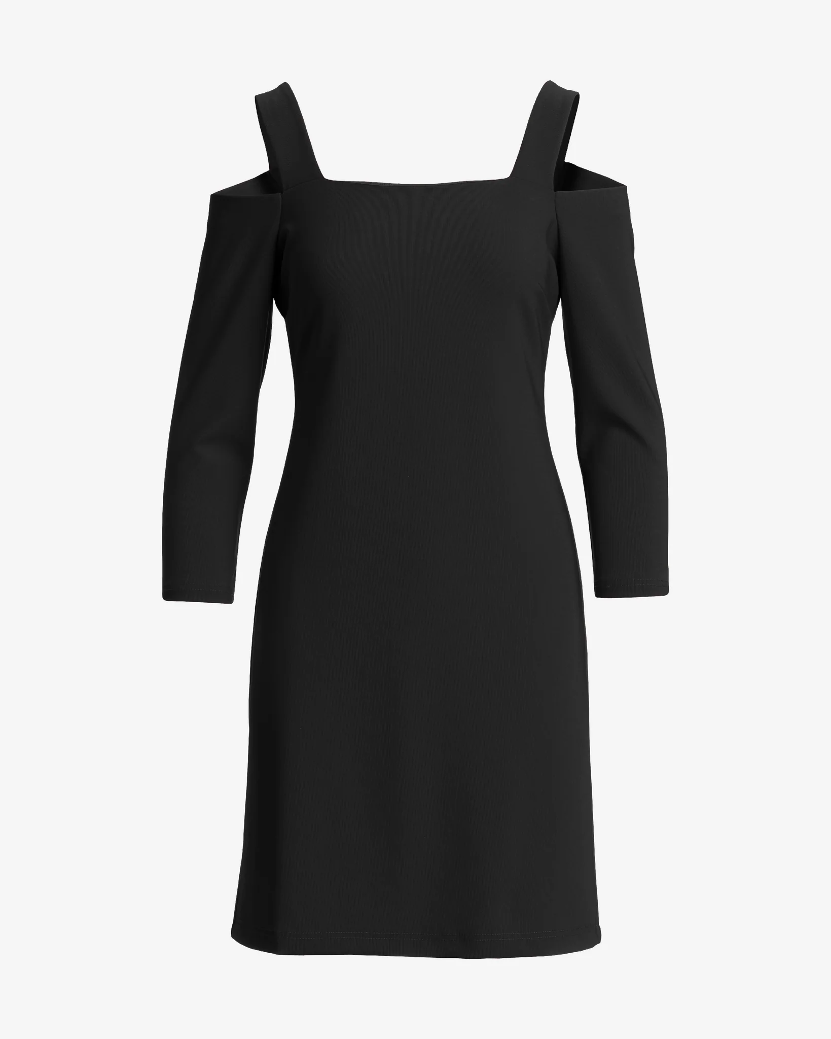 Beyond Travel Cold Shoulder Three Quarter Sleeve Dress Jet Black - Mycitystee