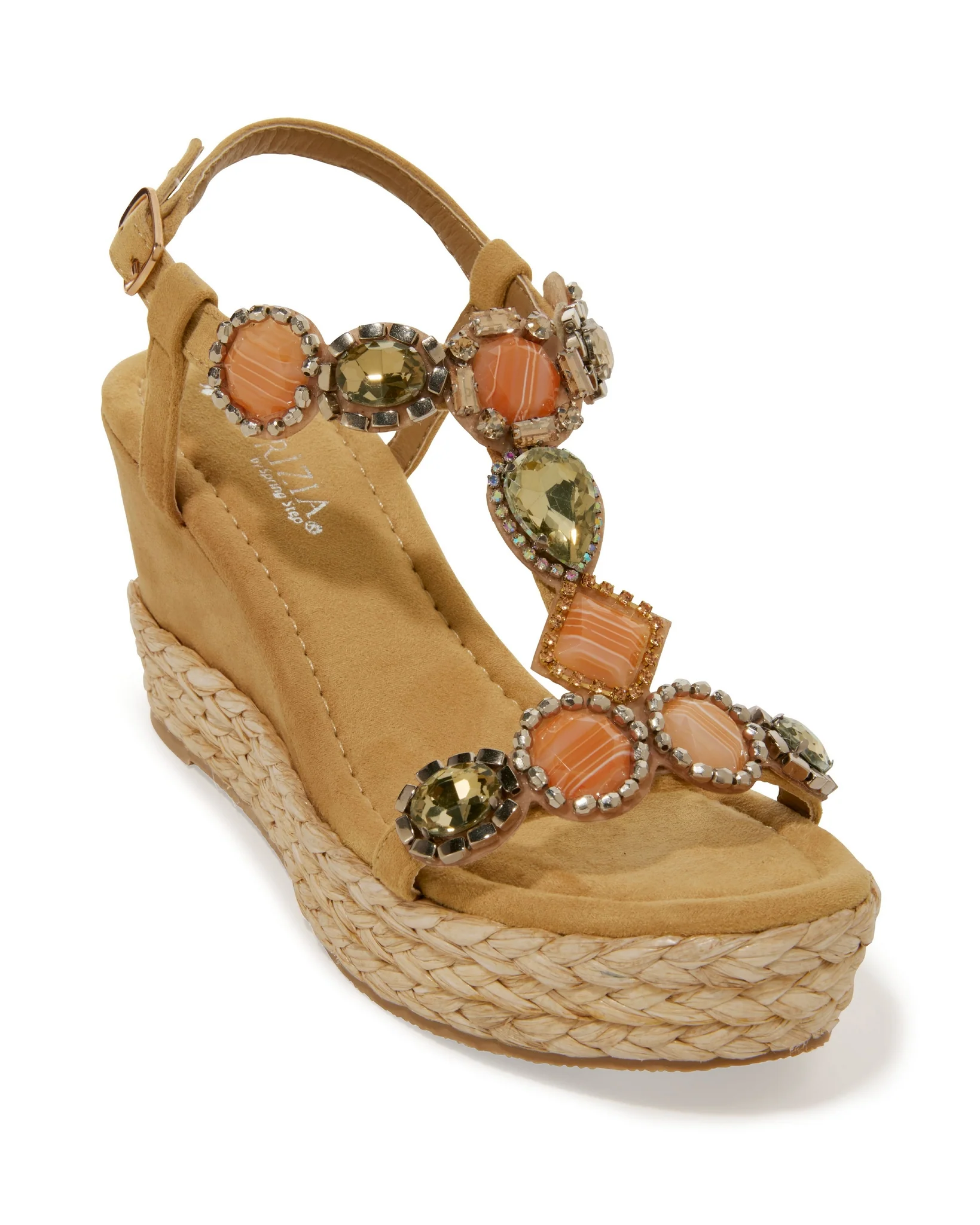 Jeweled Embellished Wedge Sandal Neutral multi - Mycitystee