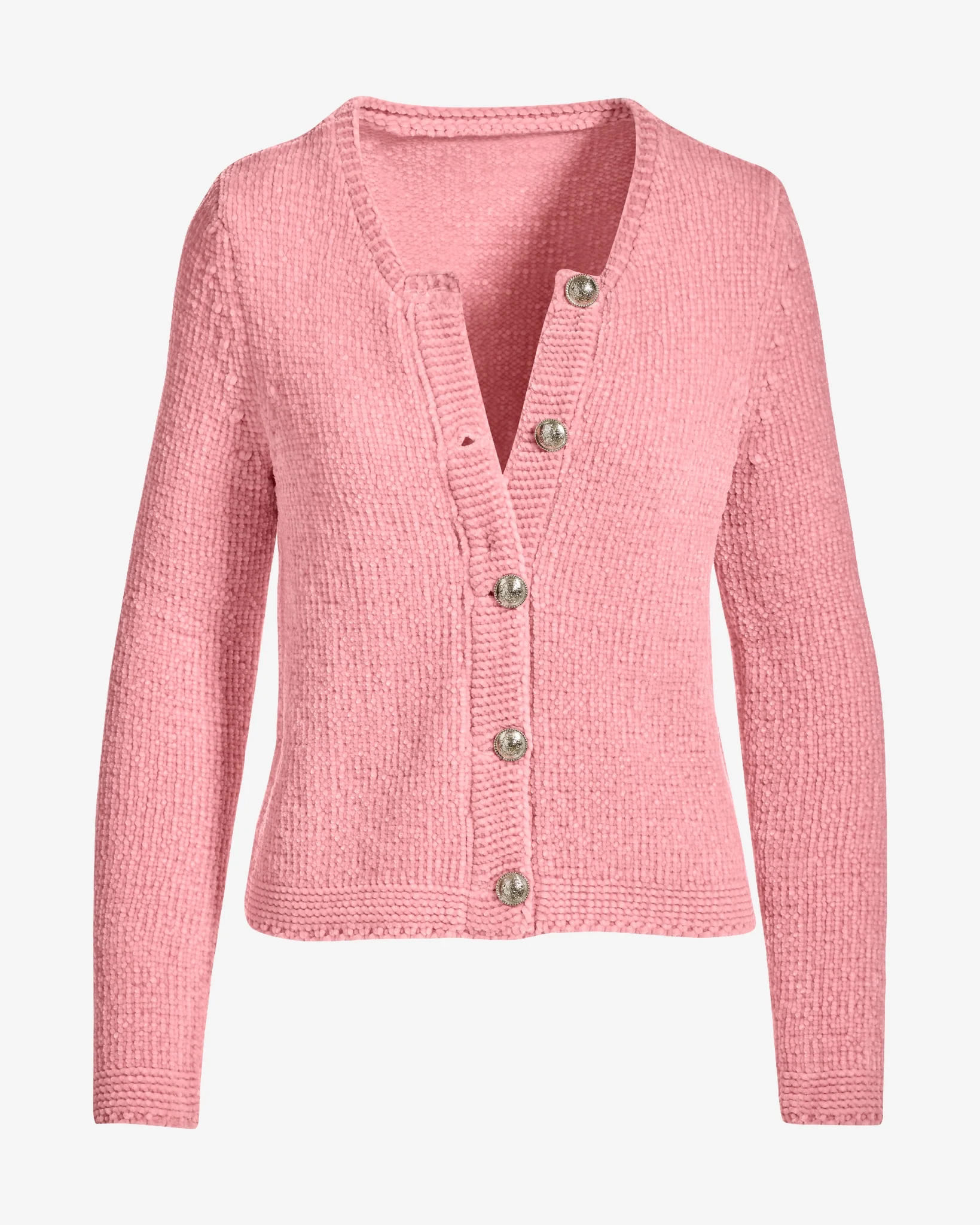 Chenille Long Sleeve Cardigan Coral Blush - Mycitystee
