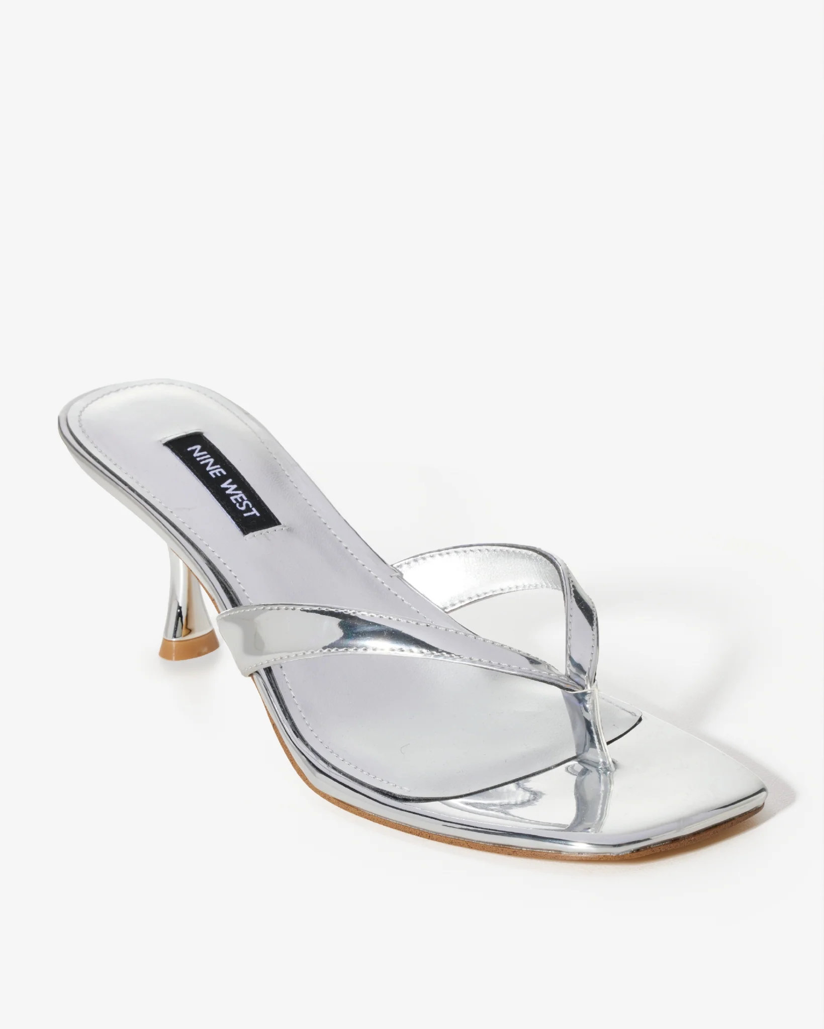 Square Toe Thong Heel Silver - Mycitystee