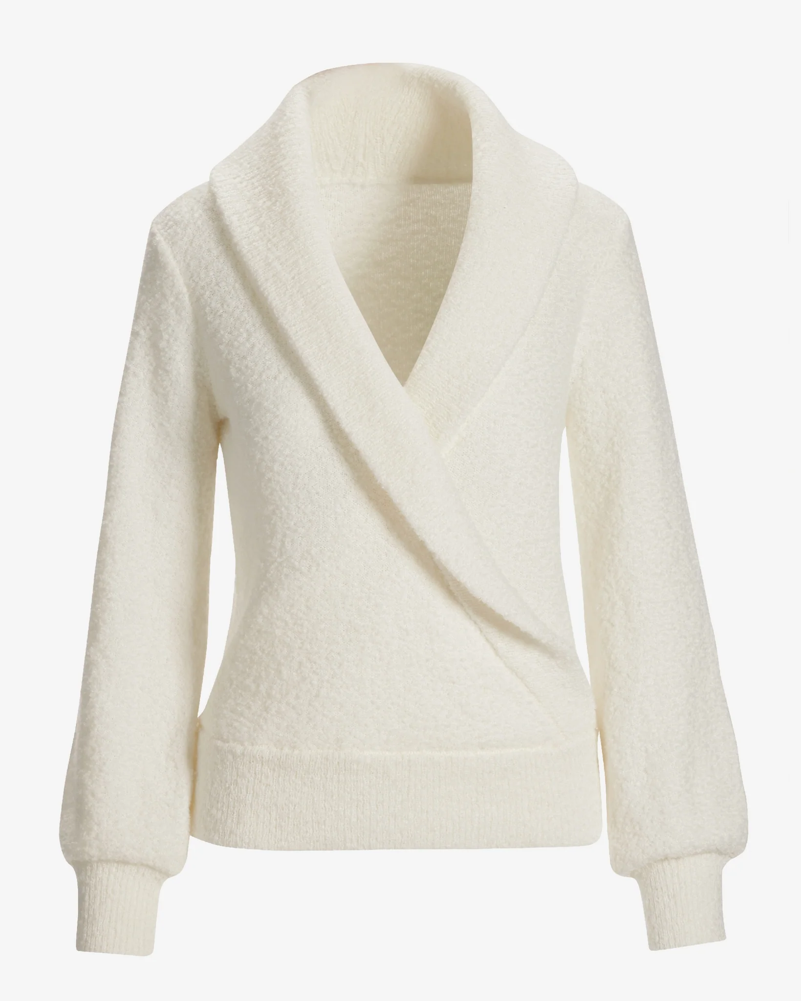 Shawl Collar Cozy Sweater Off White - Mycitystee