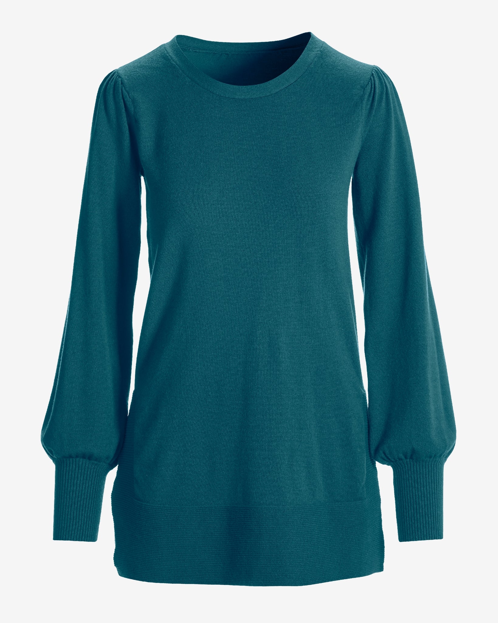 Lightweight Puff Sleeve Tunic Sweater Deep Lagoon - Mycitystee