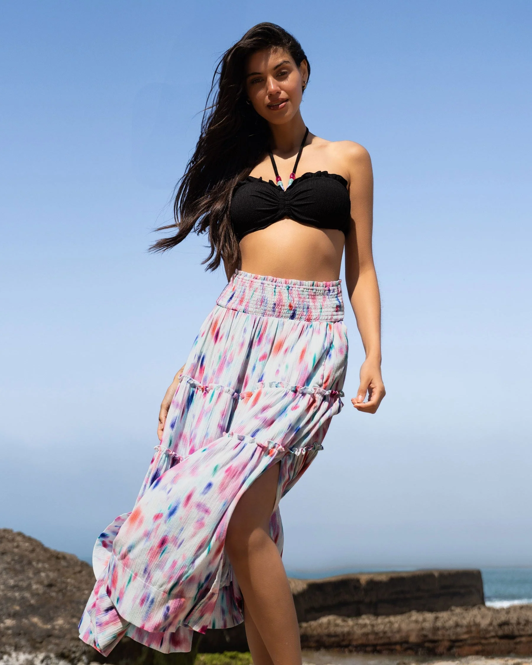 Alexis Top In Black Texture - Mycitystee