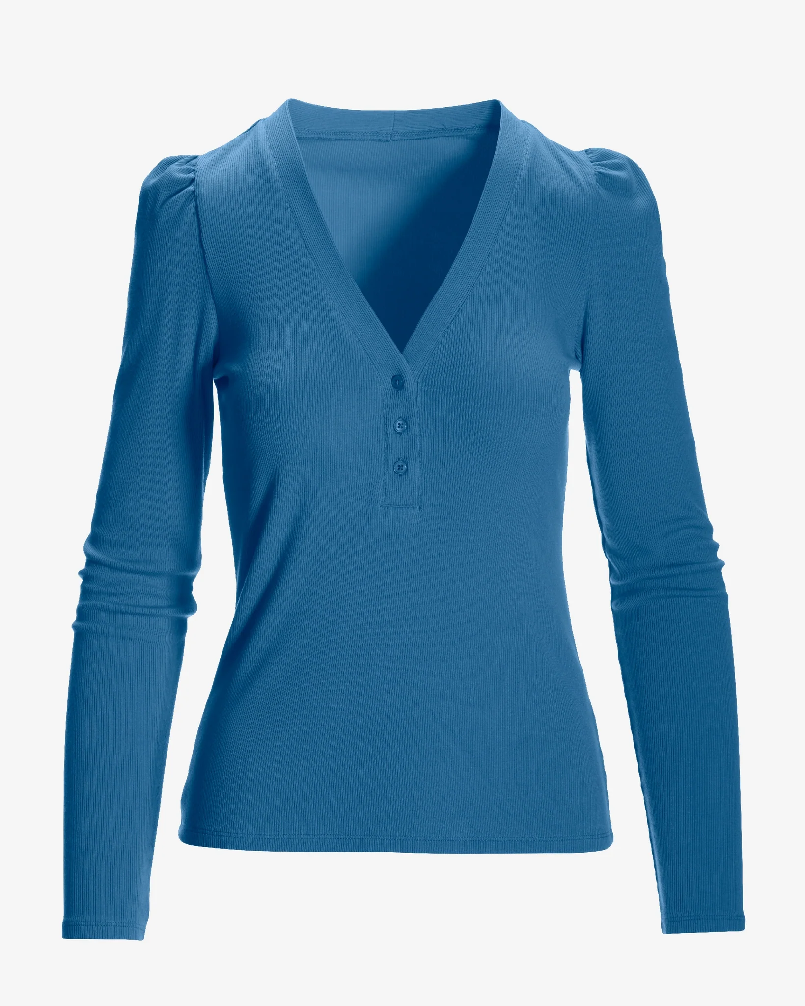 So Essential Henley Puff Long Sleeve Top Riviera - Mycitystee