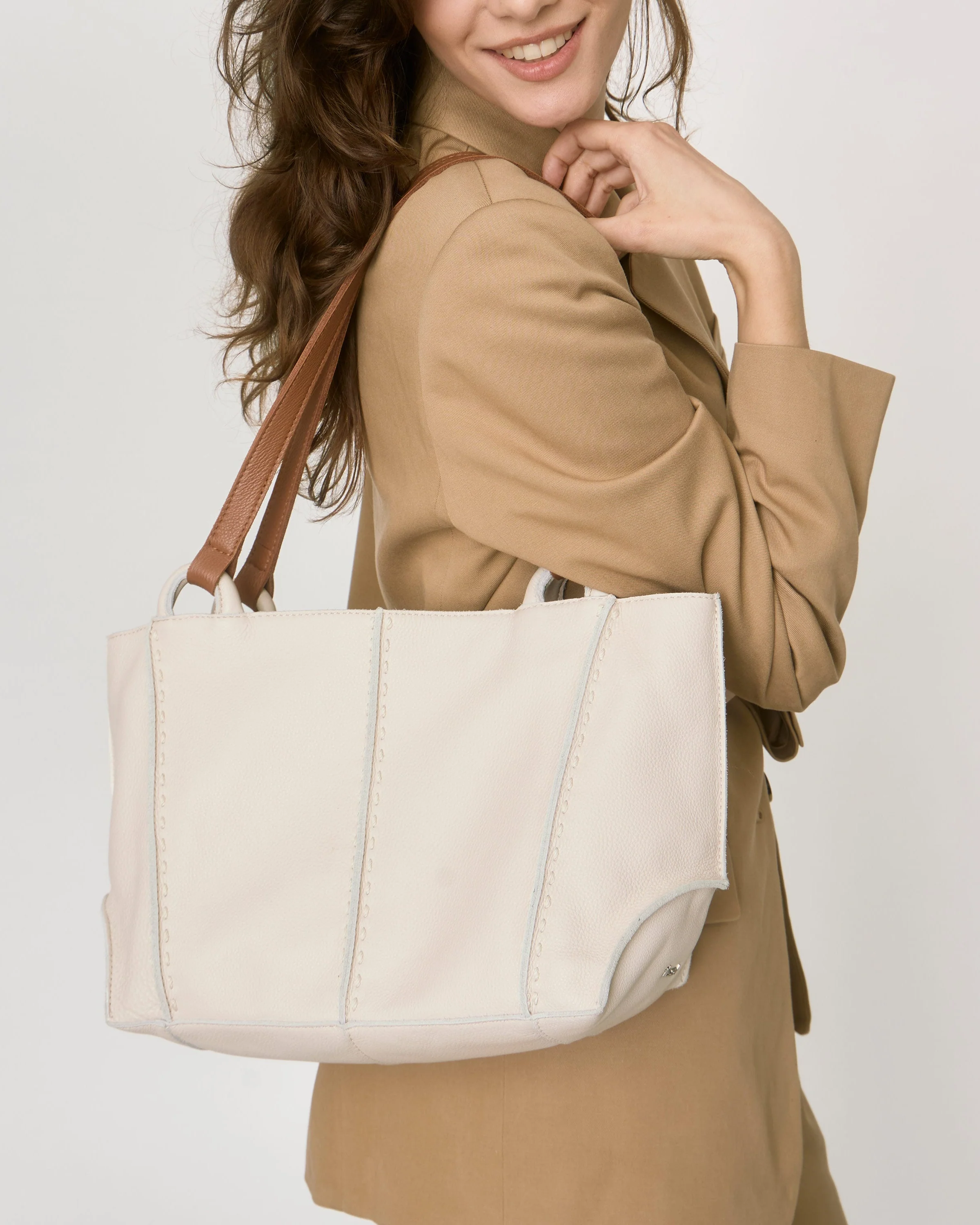 Los Feliz Satchel - Leather - Stone - Mycitystee