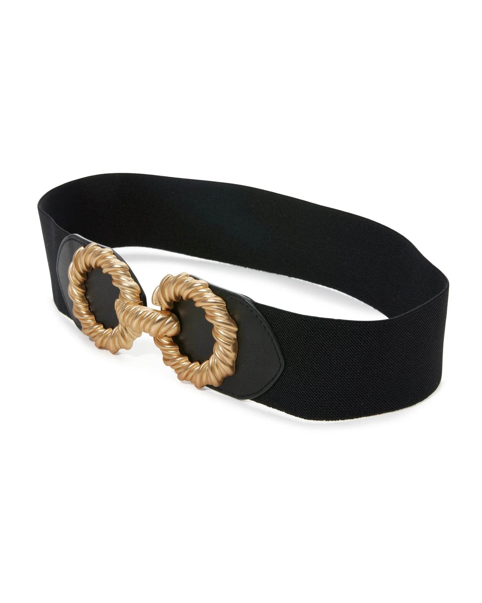 Twisted Hardware Stretch Belt Black/Gold - Mycitystee