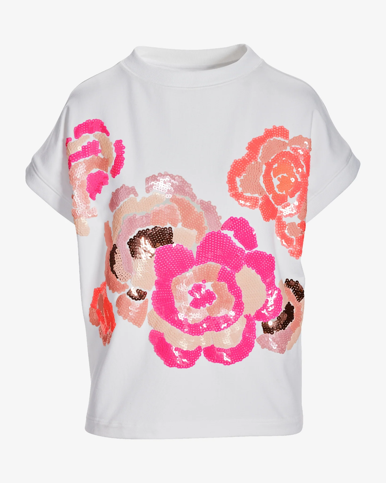 Floral Sequin Sweatshirt White Multi - Mycitystee