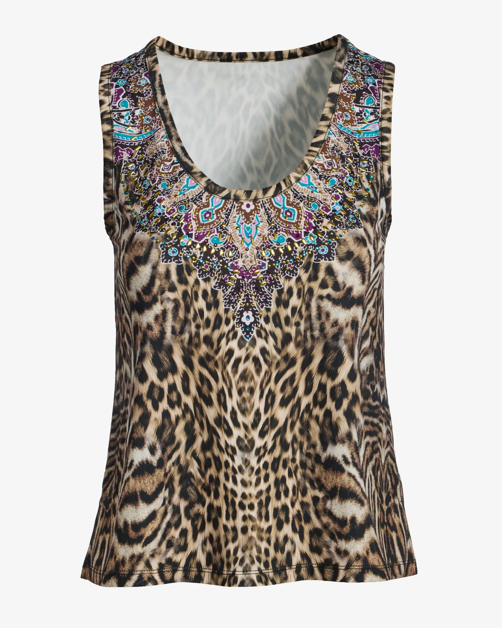 So Chic Safari Glam Leopard Jeweled Knit Top Safari Glam - Mycitystee