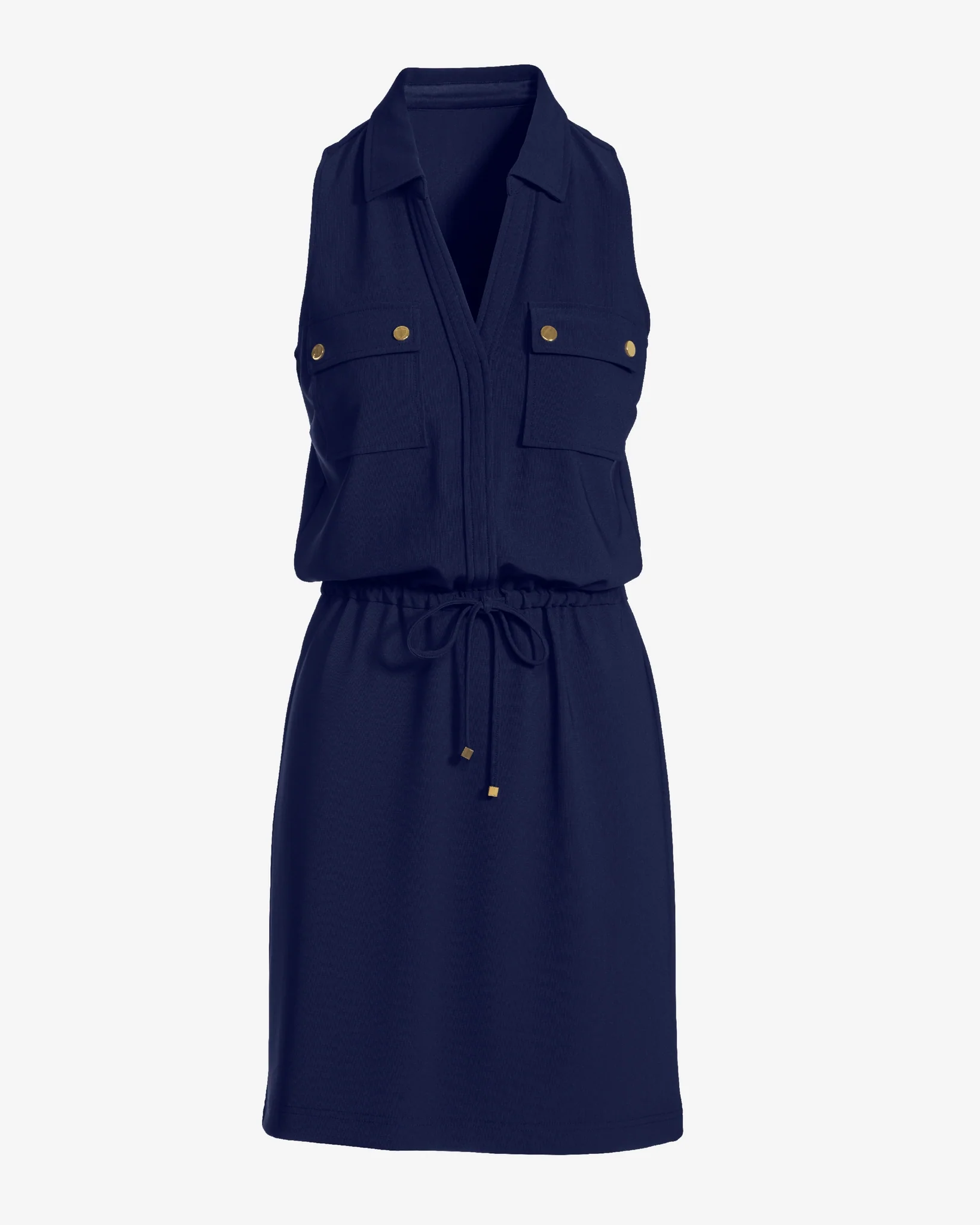 Beyond Travel Chic Drawstring Utility Dress Maritime Navy - Mycitystee
