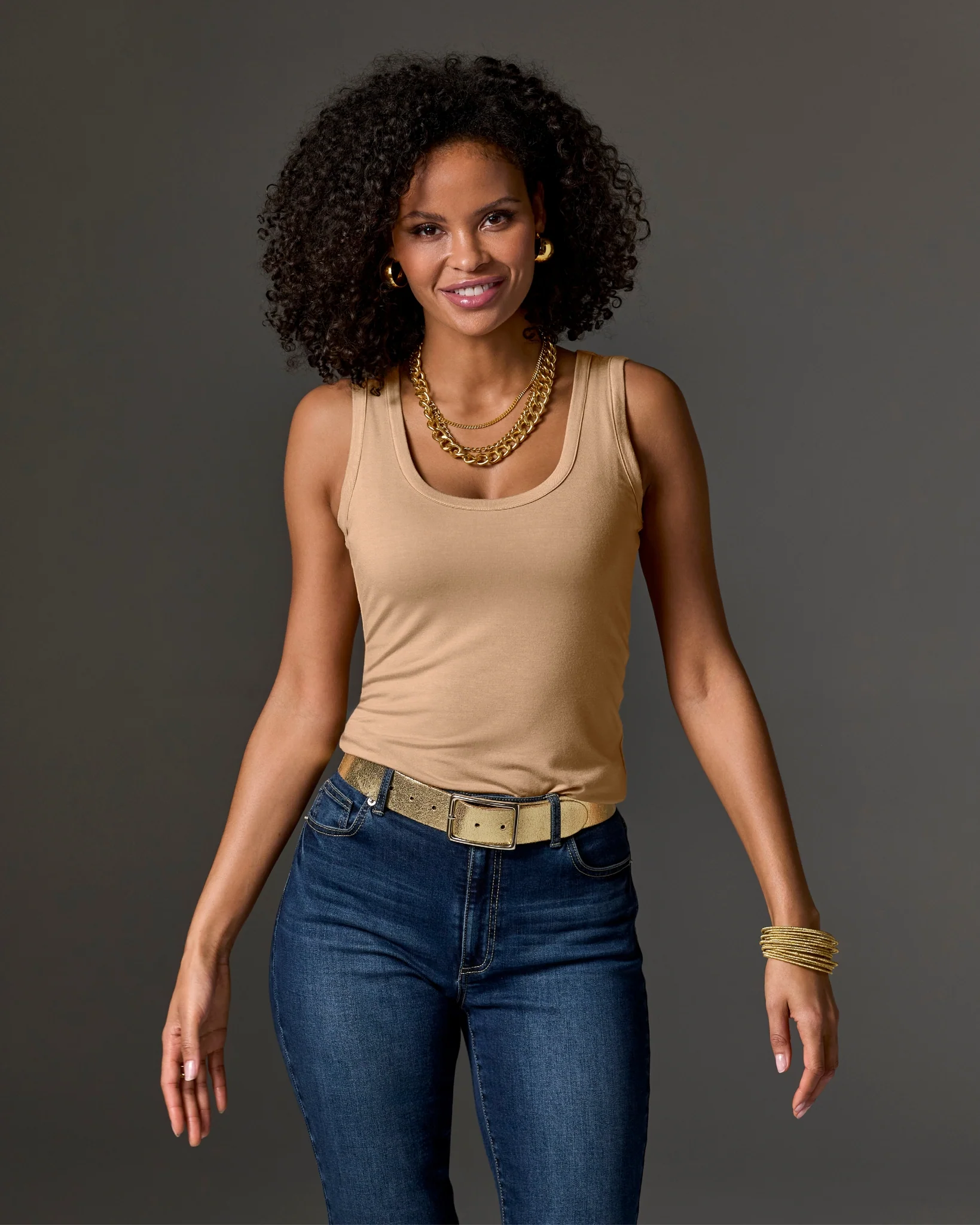 So Effortless Scoop-Neck Tank Top Sesame - Mycitystee