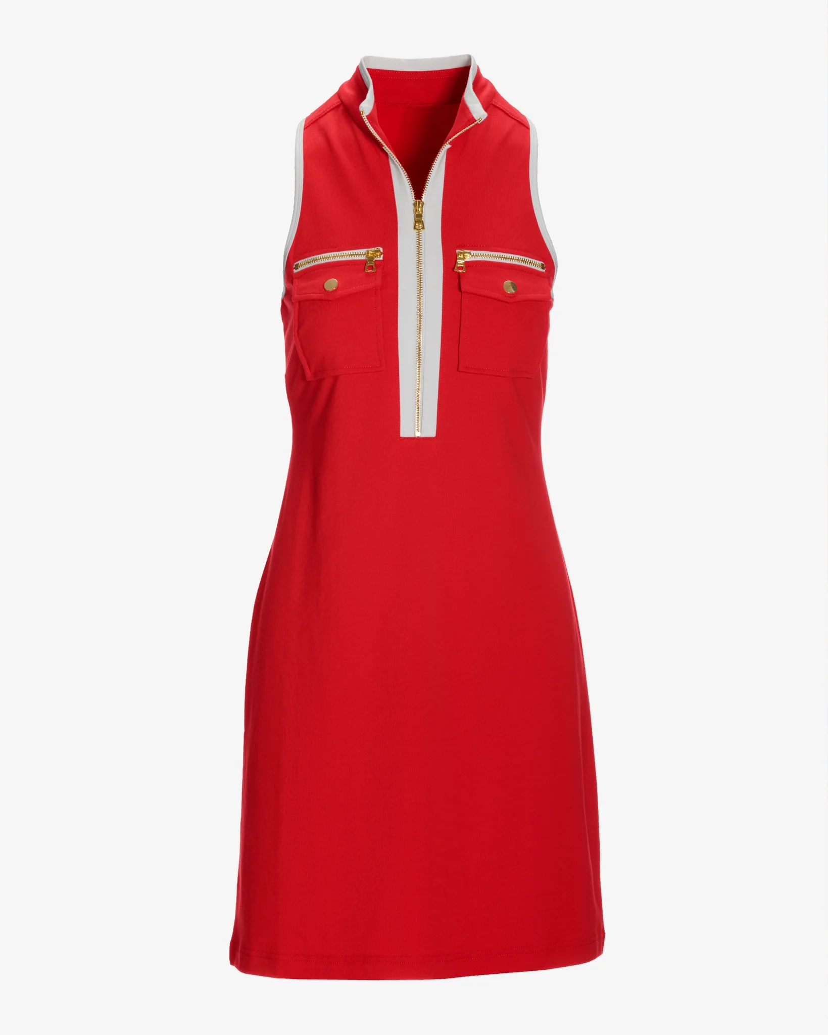 Sleeveless Chic Zip Dress Racing Red - Mycitystee