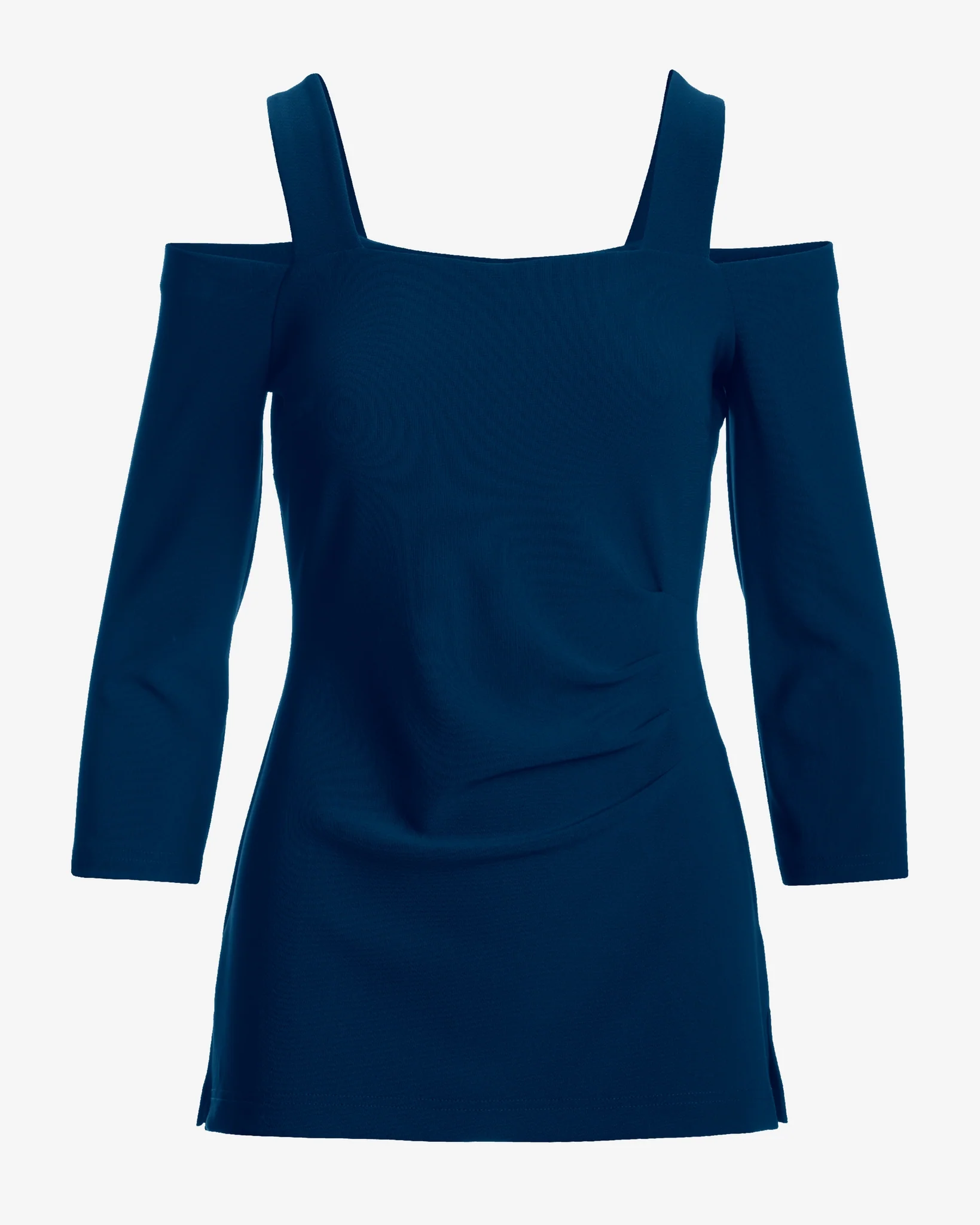 Beyond Travel Cold Shoulder Three Quarter Sleeve Top Maritime Navy - Mycitystee