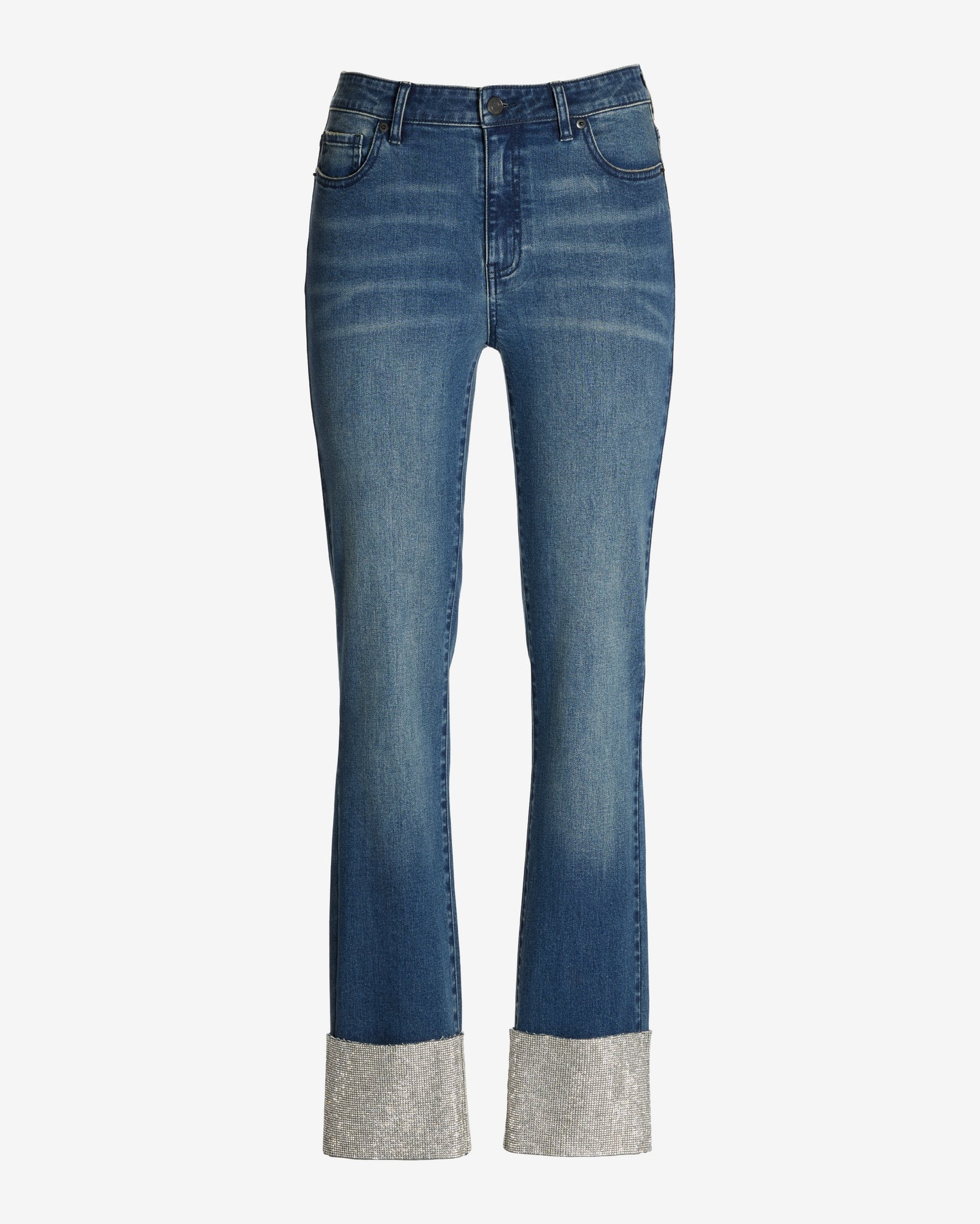 Newport Relaxed Embellished Cuff Jean Medium Wash - Mycitystee
