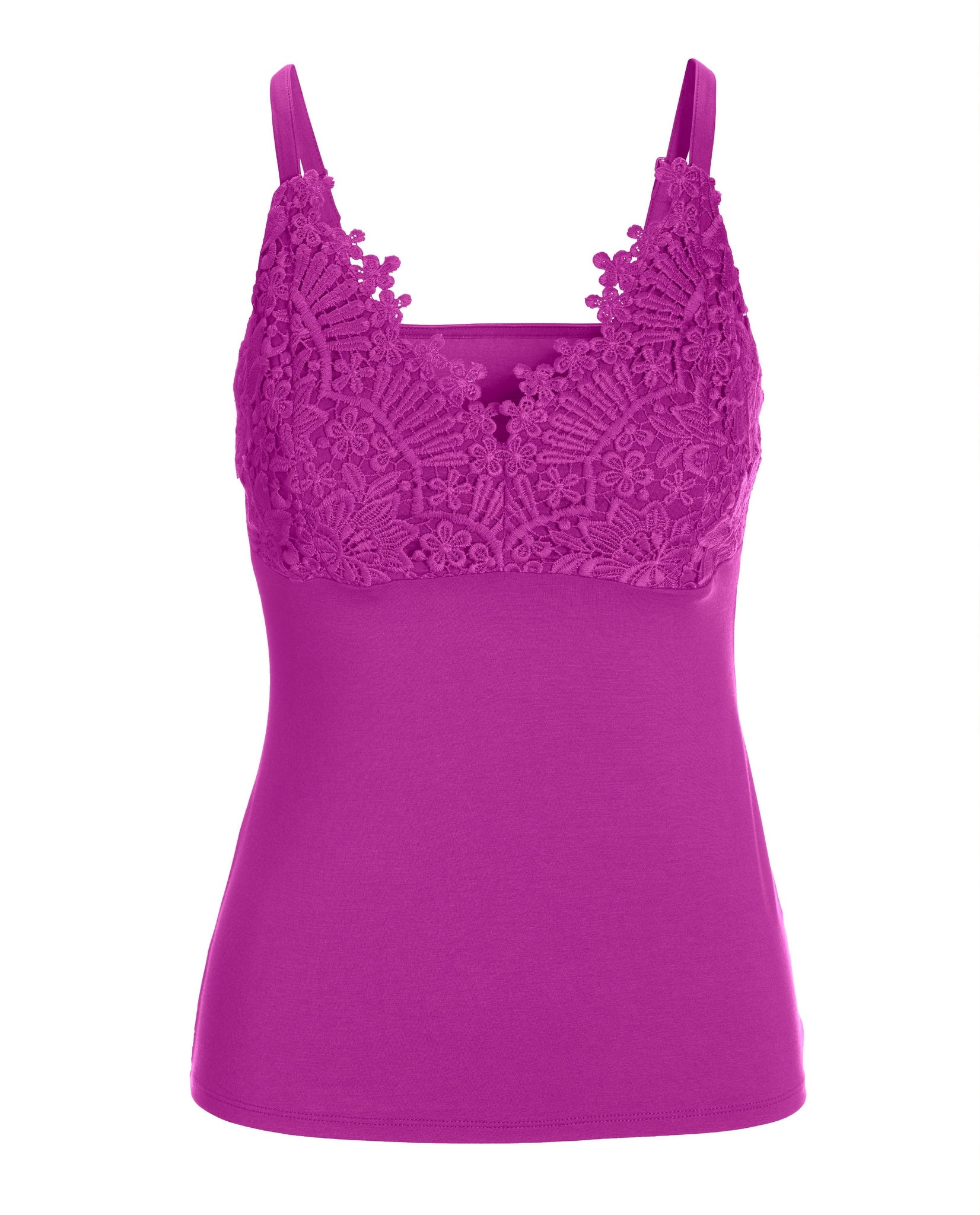 Lace Trim Cami Knit Top Vivid Viola - Mycitystee