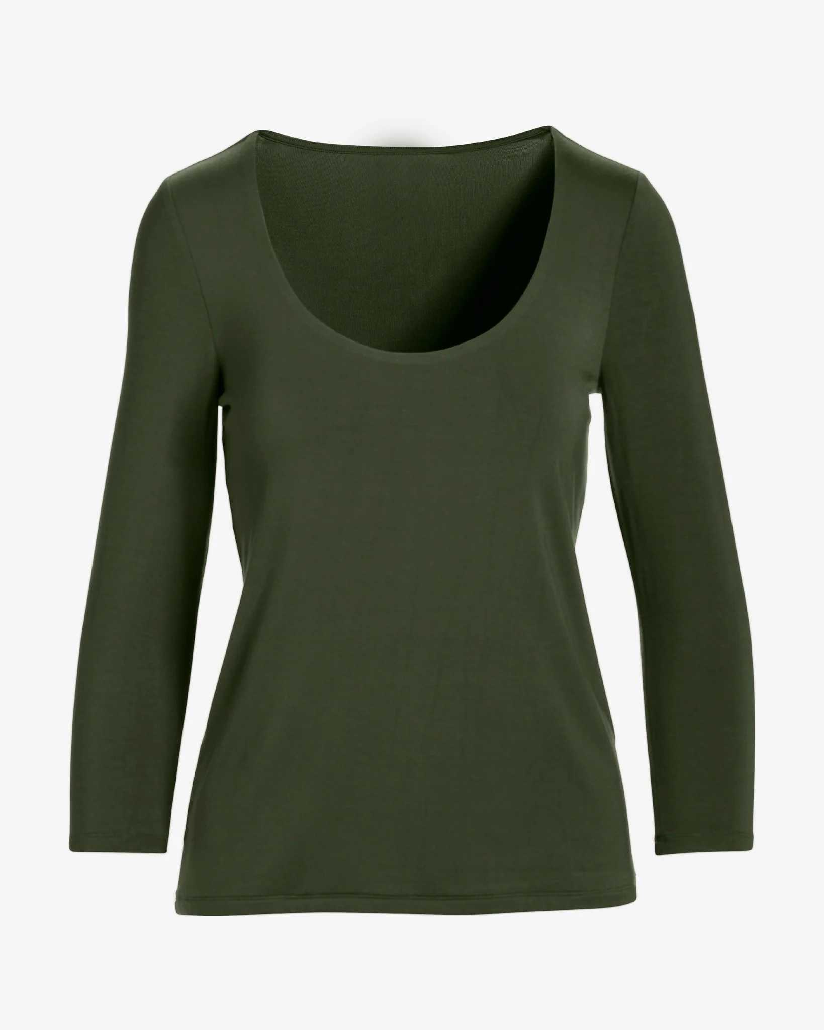 So Effortless Three Quarter Sleeve Scoop Neck Top Forest Night - Mycitystee