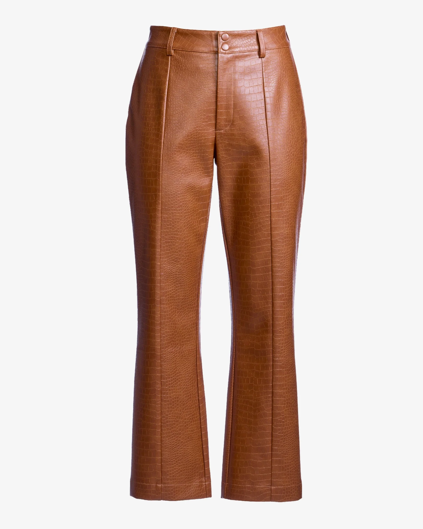 Monterey Faux Leather Croc Crop Pant Cognac - Mycitystee