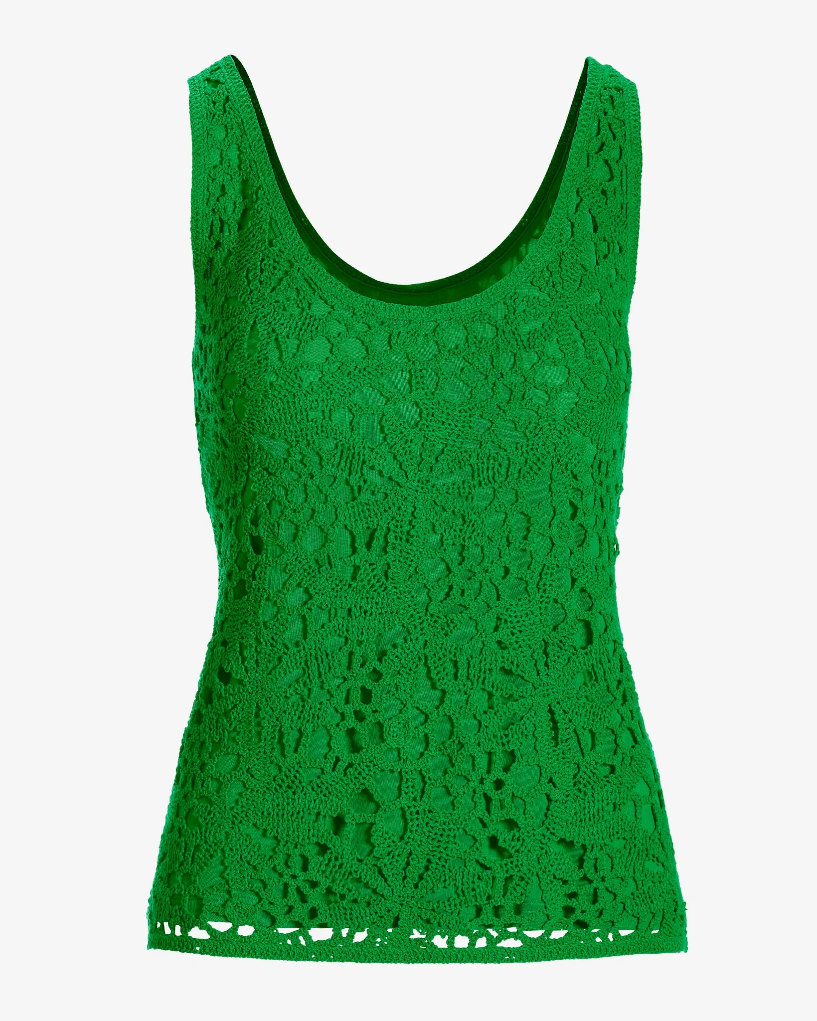 Crochet Scoop Neck Tank Fern Green - Mycitystee
