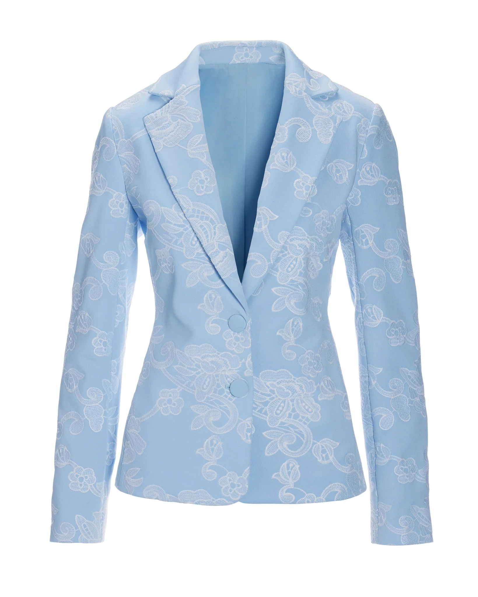 Floral Embroidered Single Breasted Blazer Airy Blue - Mycitystee