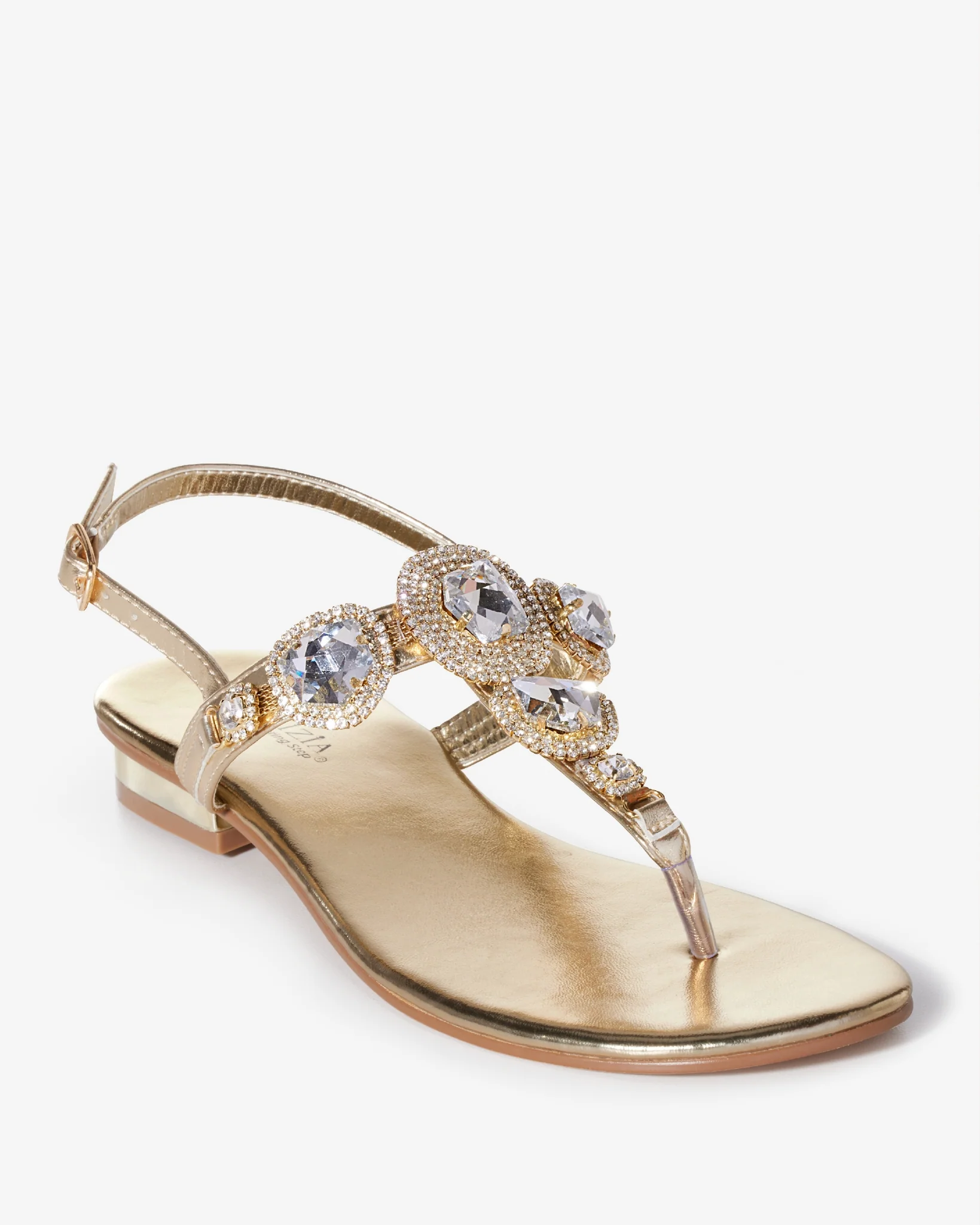 Ankle Strap Gem Sandal Gold - Mycitystee