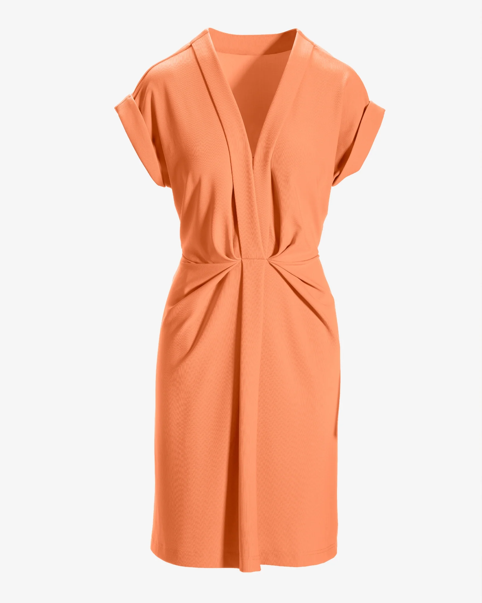 Beyond Travel V Neck Drape Dress Canteloupe - Mycitystee