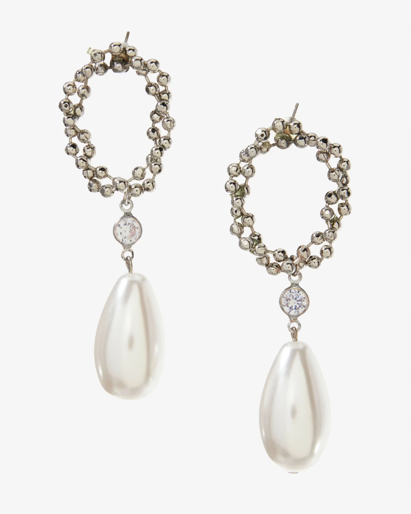 Beaded Pearl Drop Earring Silver/Pearl - Mycitystee