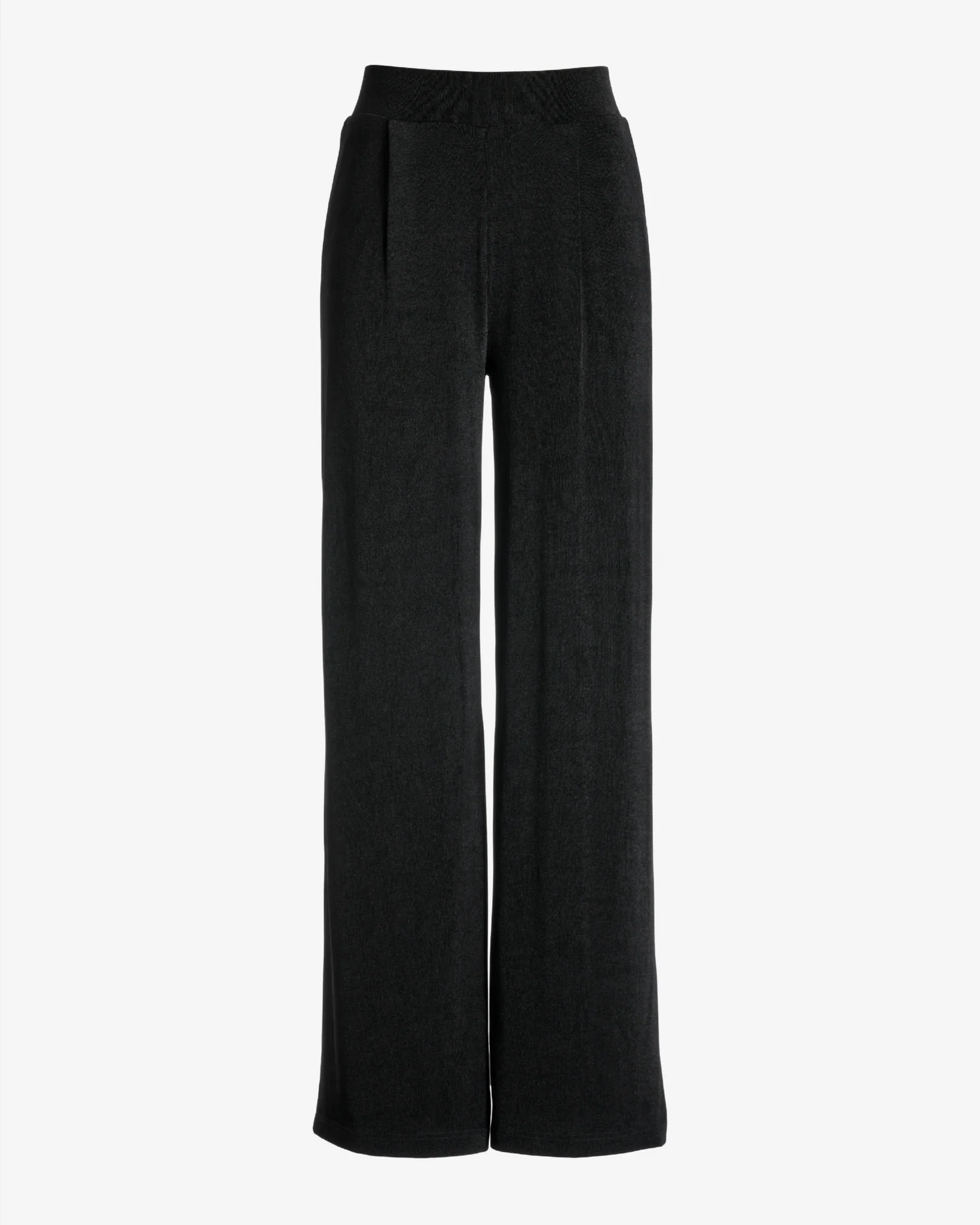 Malibu Slinky Knit Pleated Wide Leg Pant Black - Mycitystee